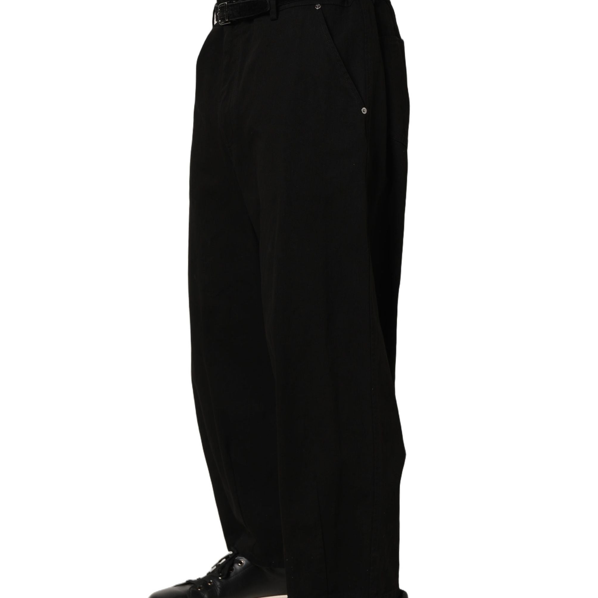 Dolce & Gabbana Black Mid Waist Straight Men Trouser Pants