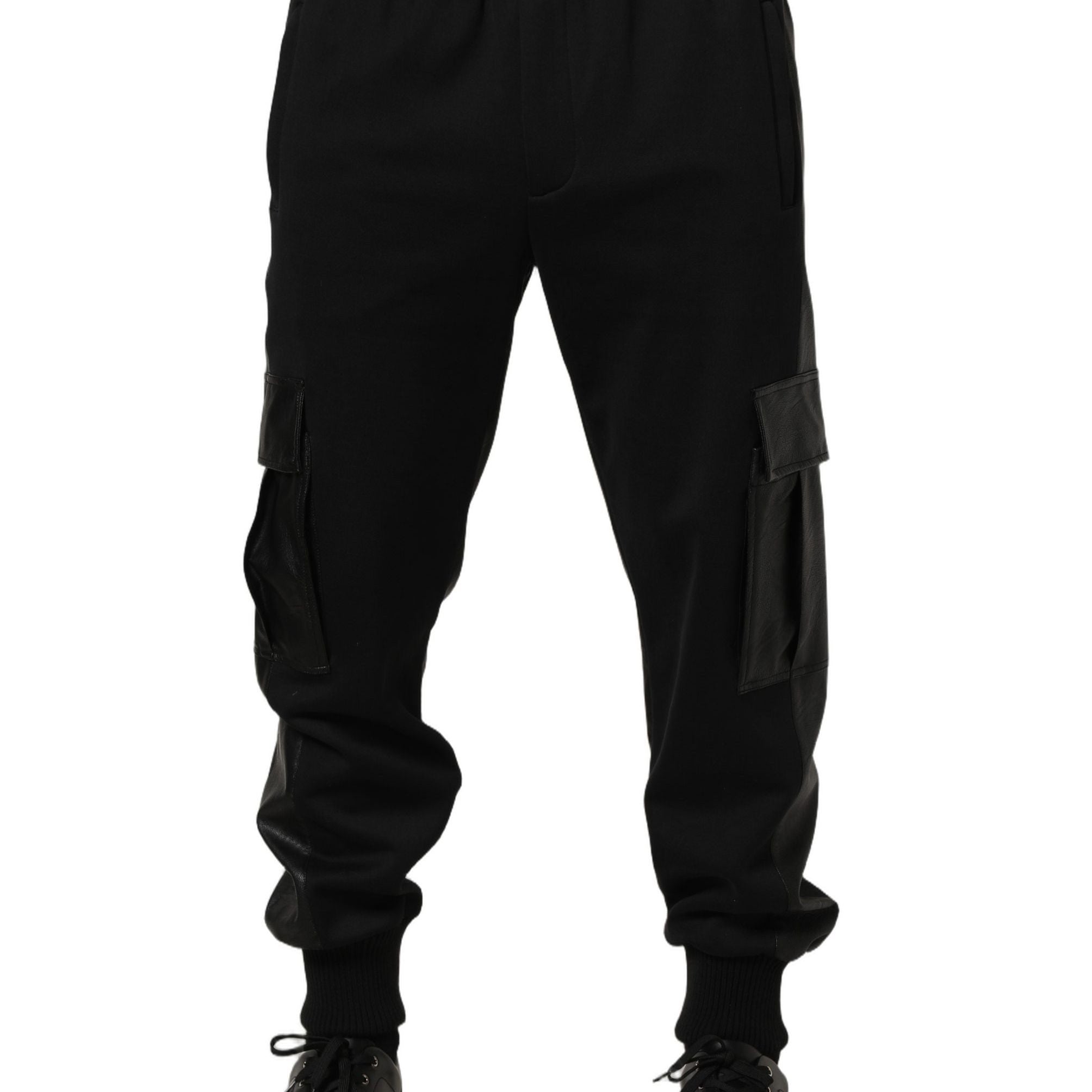 Dolce & Gabbana Black Mid Waist Cargo Jogger Sweatpants Pants