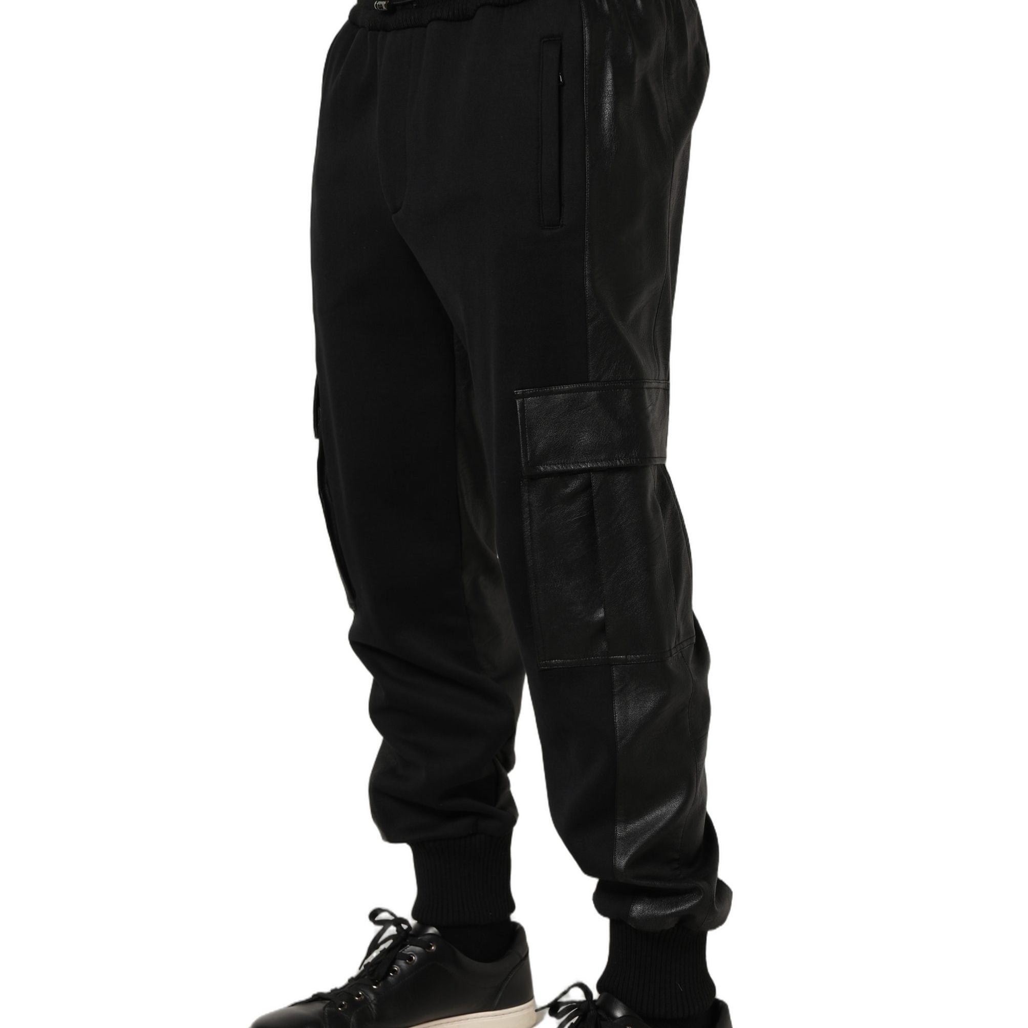 Dolce & Gabbana Black Mid Waist Cargo Jogger Sweatpants Pants