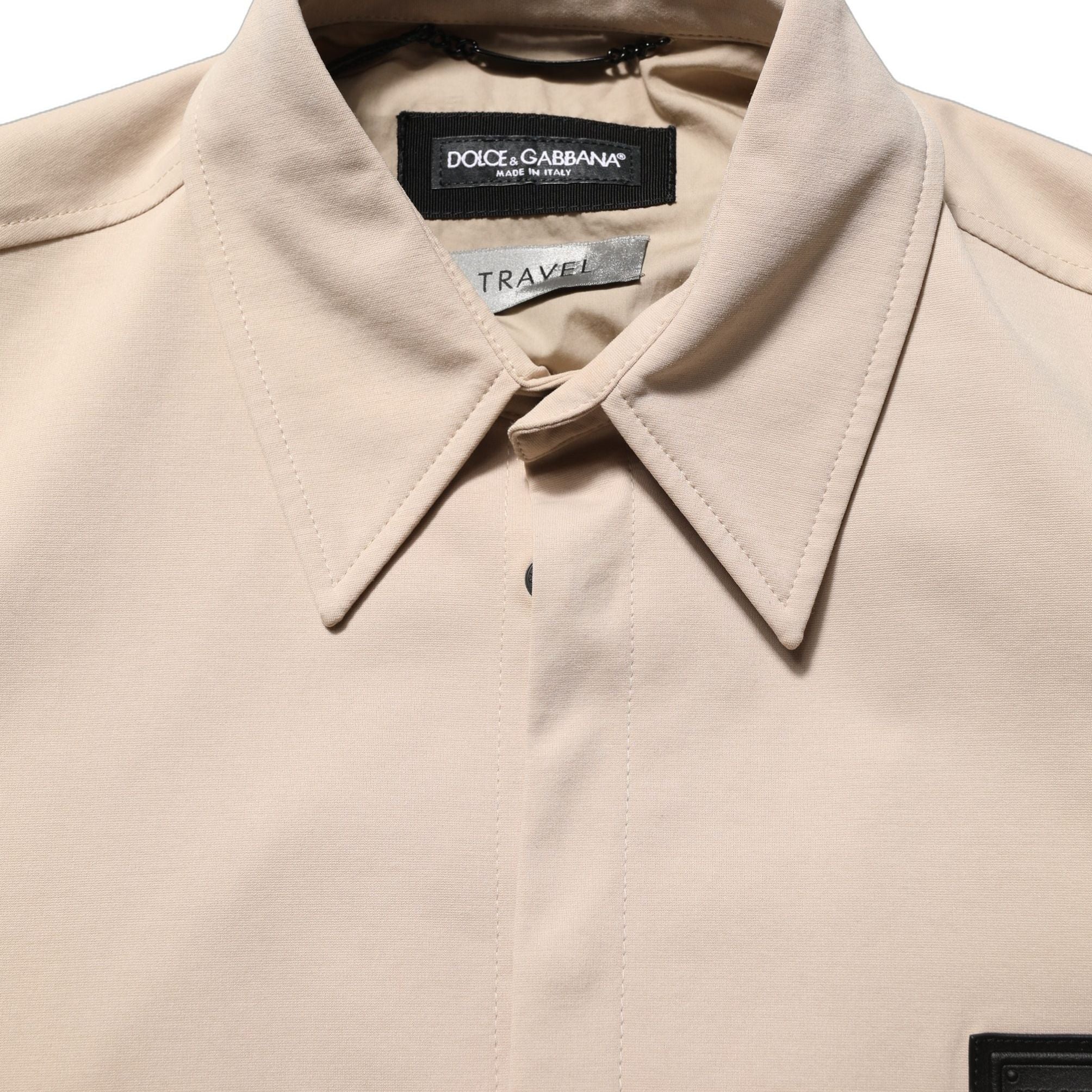 Dolce & Gabbana Beige Logo Overshirt Cotton Men Casual Shirt