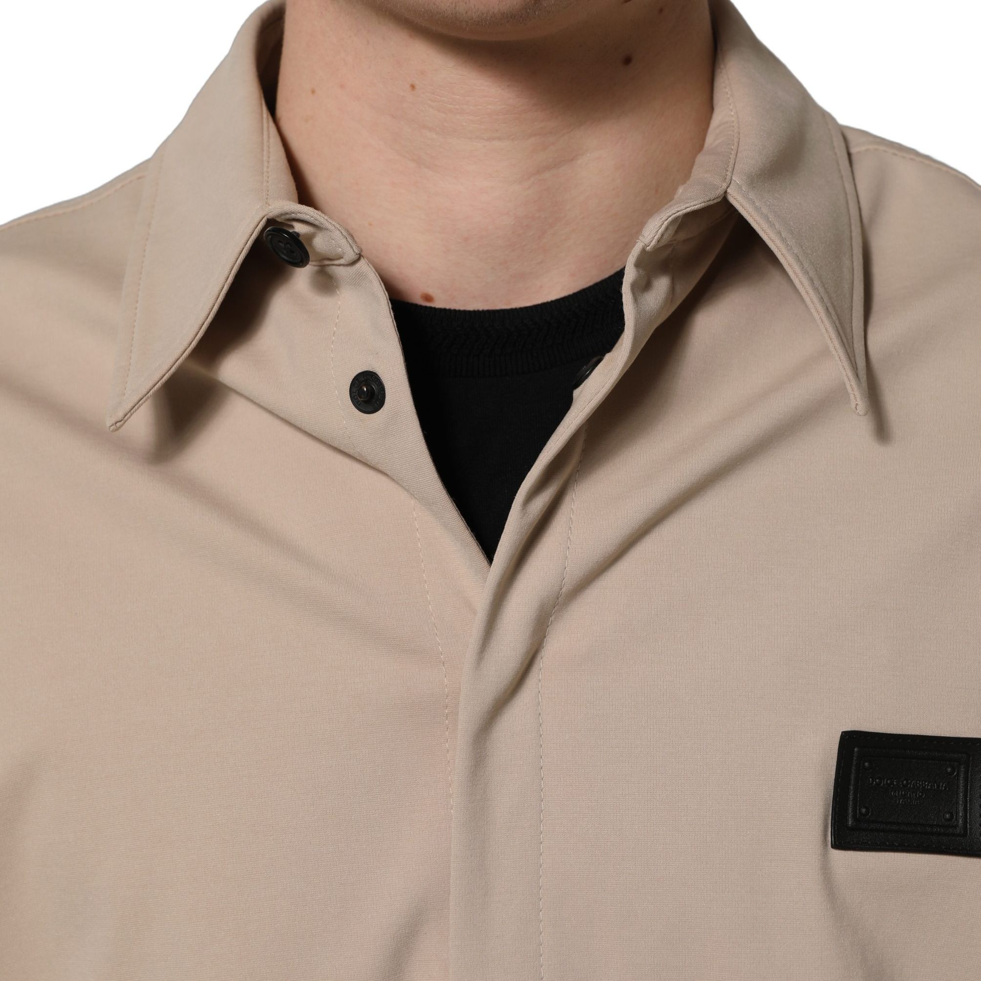 Dolce & Gabbana Beige Logo Overshirt Cotton Men Casual Shirt
