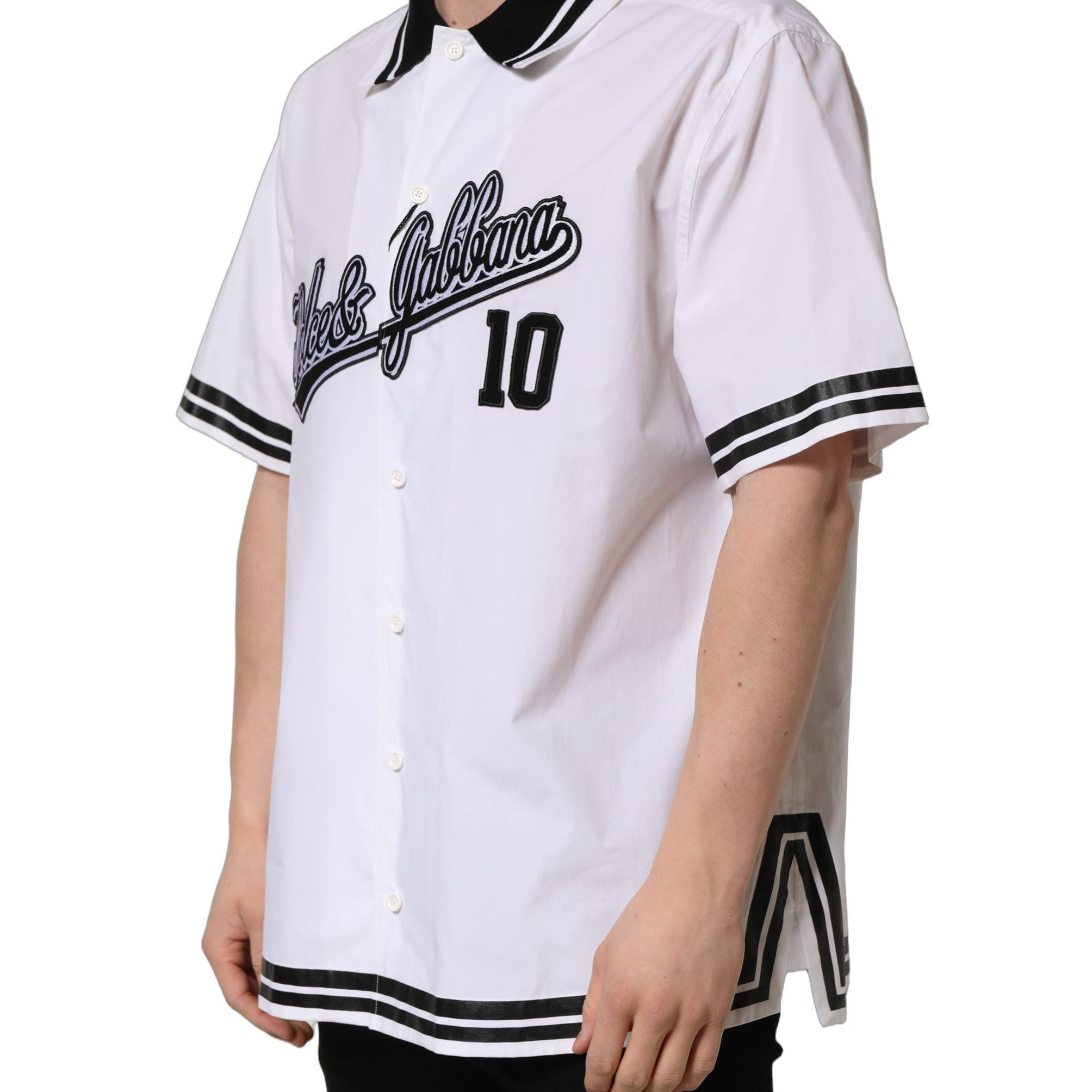 Dolce & Gabbana White LogoPatch Cotton Baseball Casual Shirt