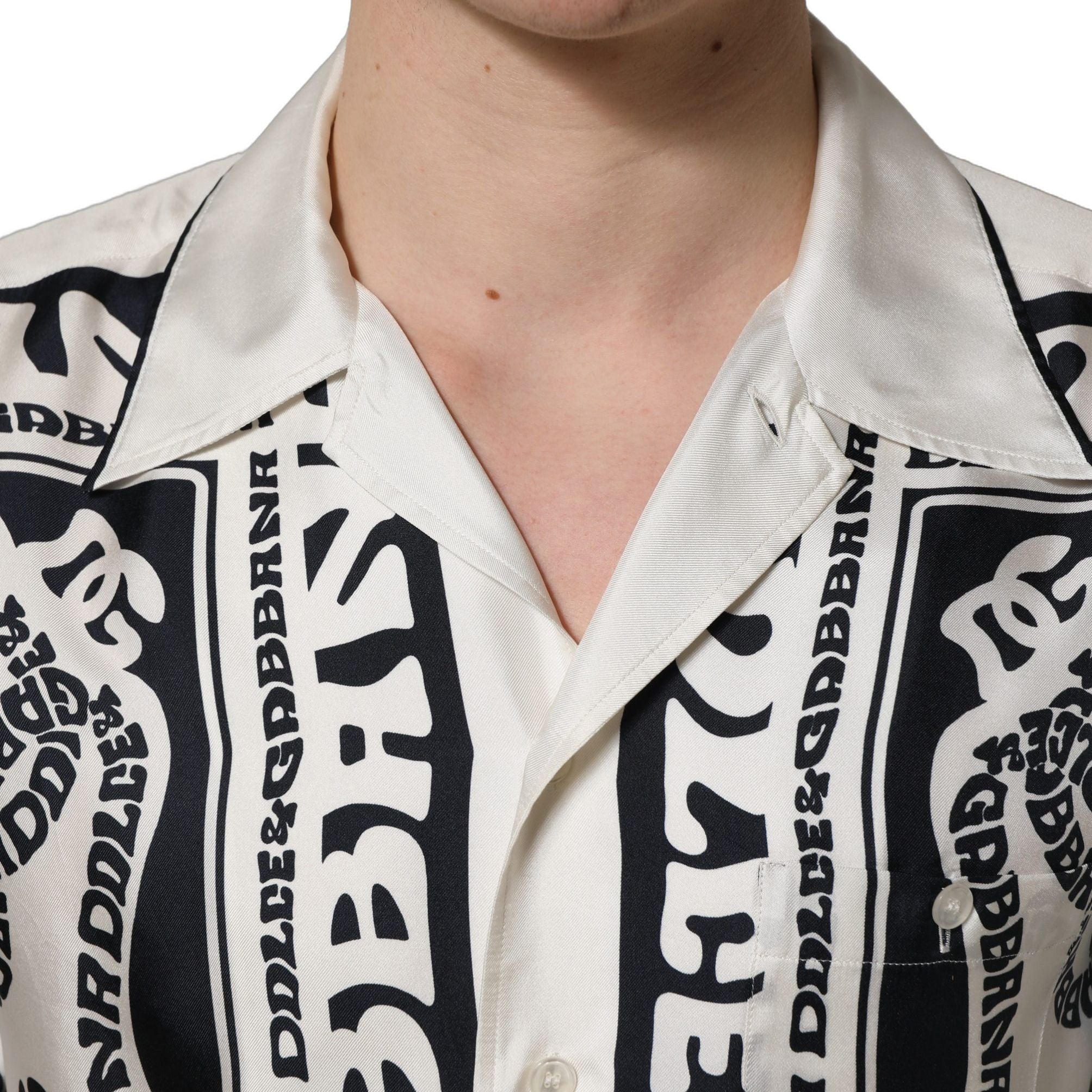 Dolce & Gabbana Black White Logo Bandana Short Sleeves Shirt