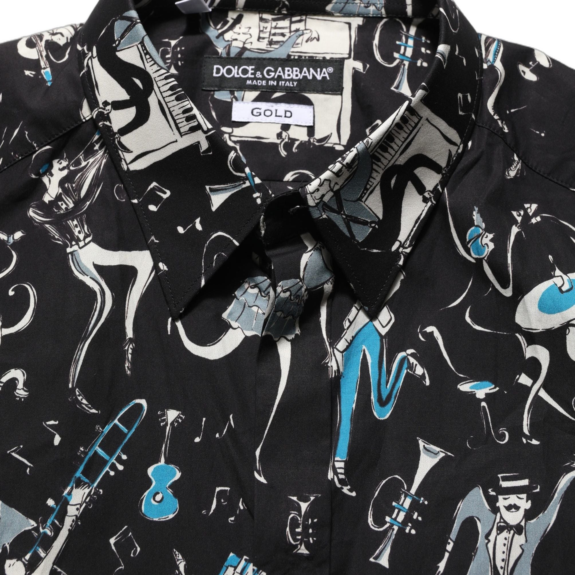 Dolce & Gabbana Black Jazz Club Cotton GOLD Fit Dress Shirt