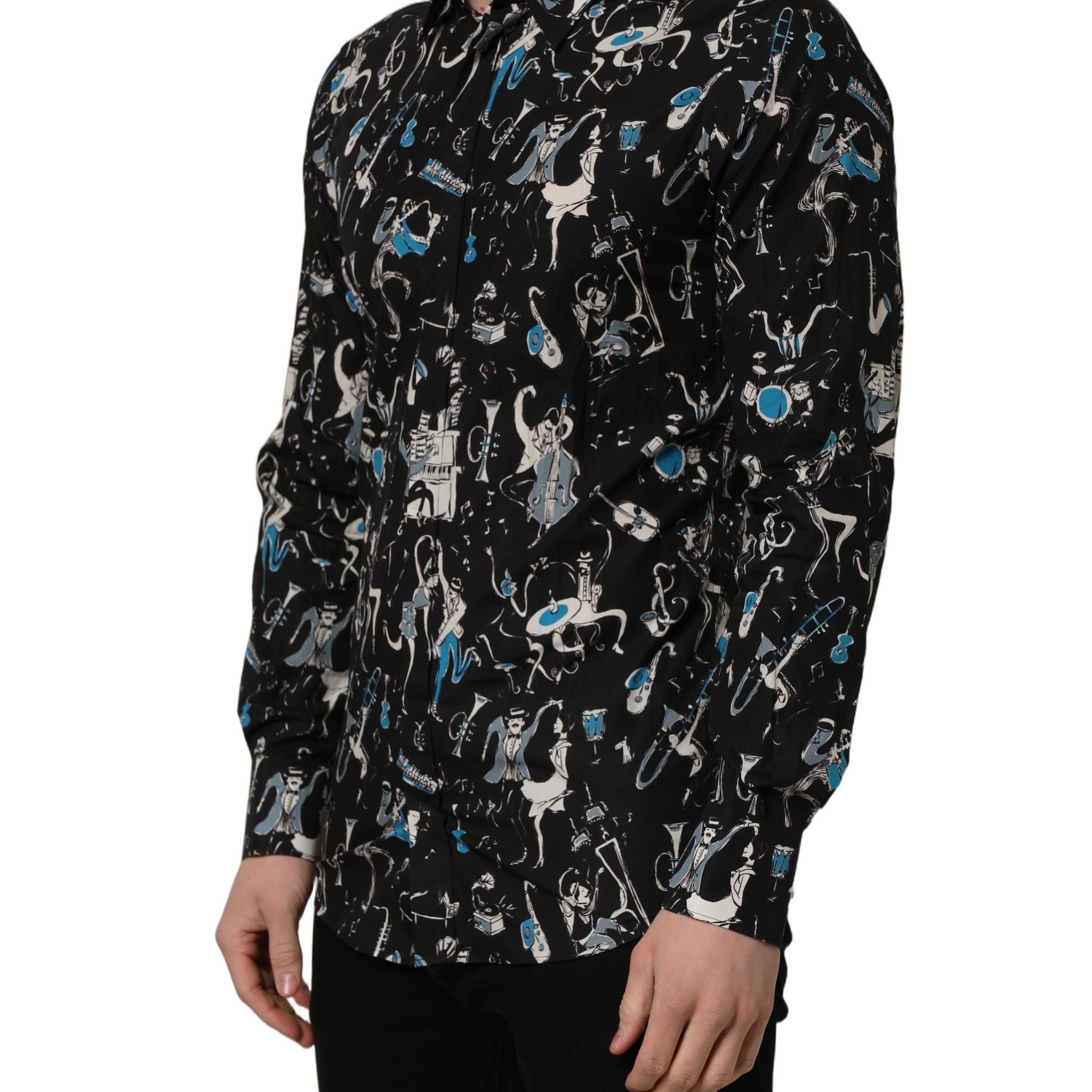 Dolce & Gabbana Black Jazz Club Cotton GOLD Fit Dress Shirt