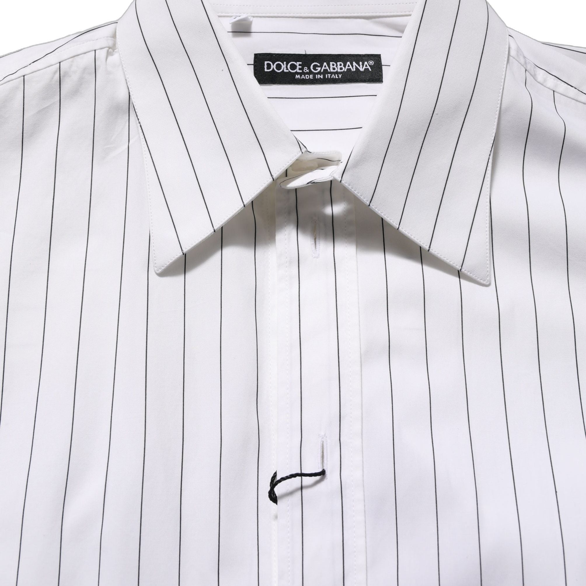 Dolce & Gabbana White Stripes Cotton Men Formal Dress Shirt