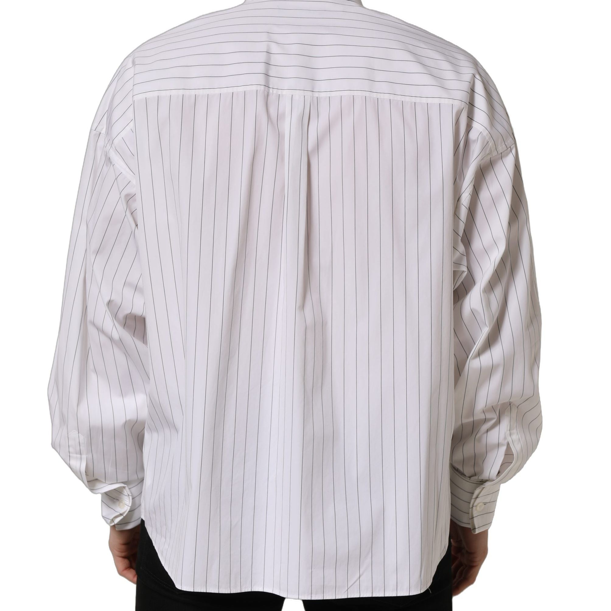 Dolce & Gabbana White Stripes Cotton Men Formal Dress Shirt