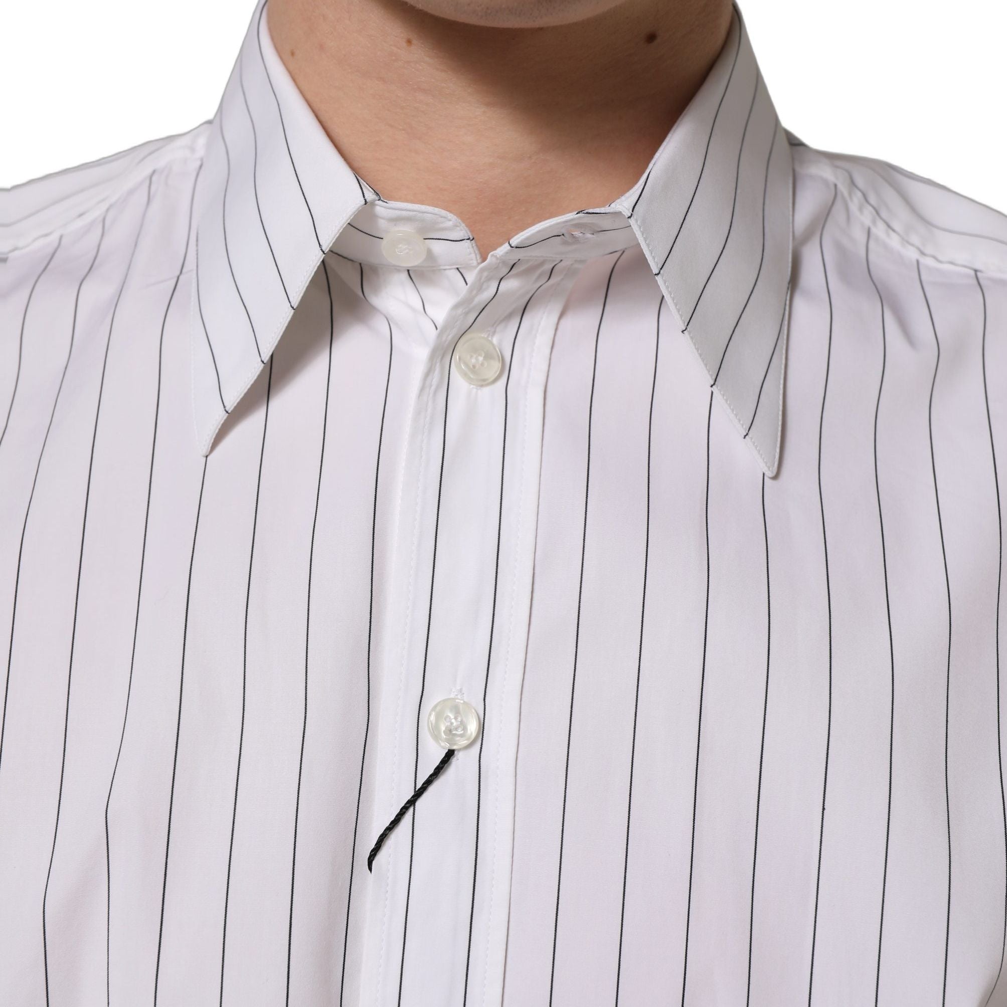 Dolce & Gabbana White Stripes Cotton Men Formal Dress Shirt
