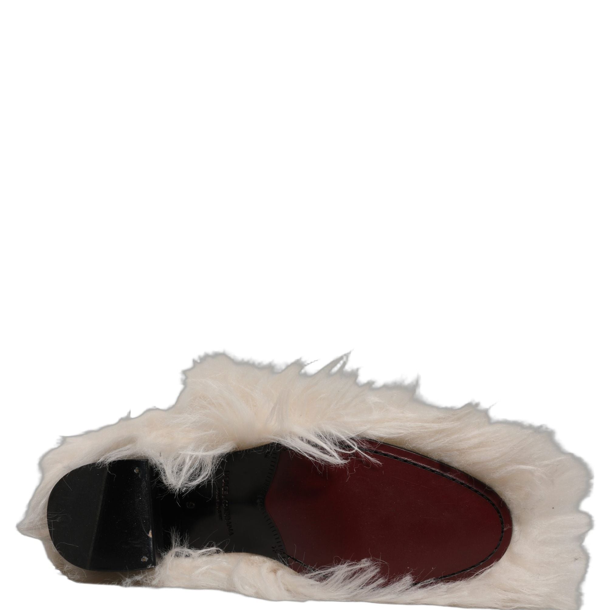 Dolce & Gabbana White Faux Fur Mid Calf Men Boots Shoes