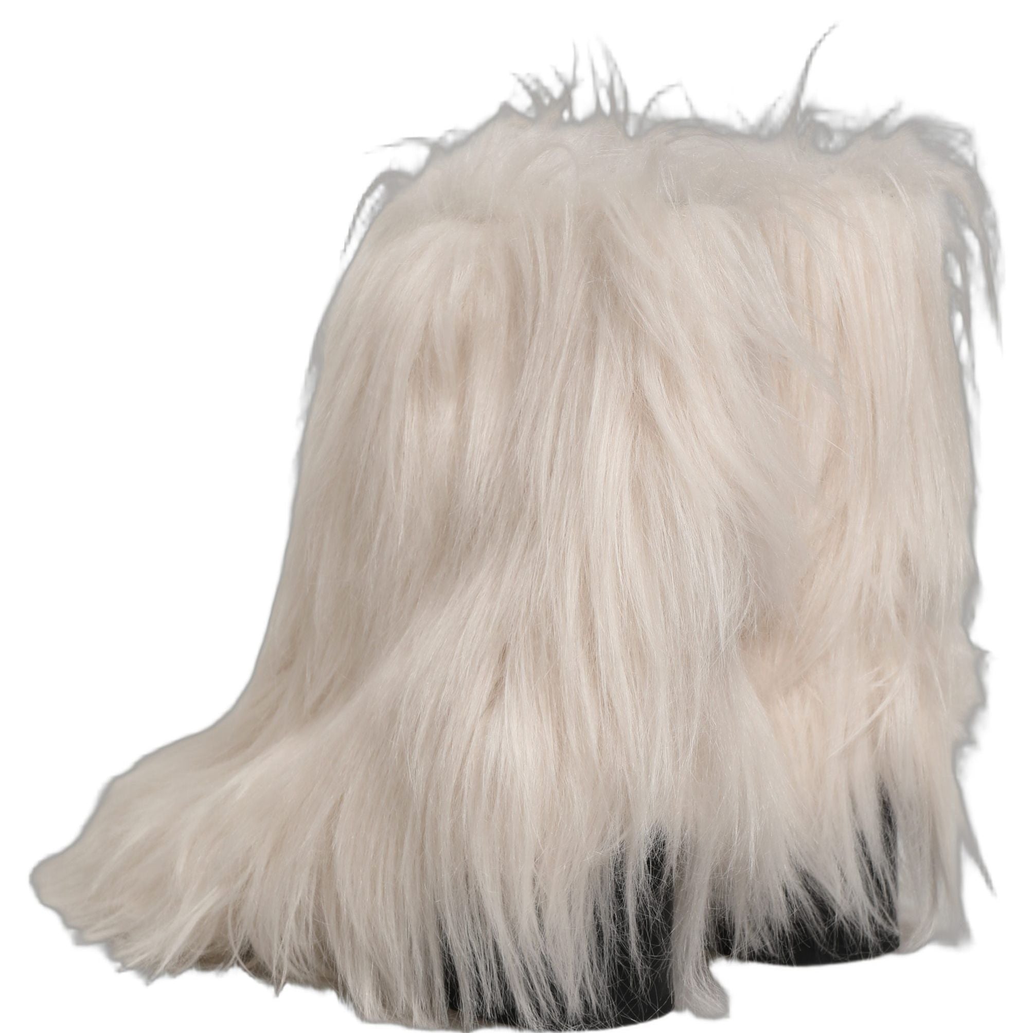 Dolce & Gabbana White Faux Fur Mid Calf Men Boots Shoes