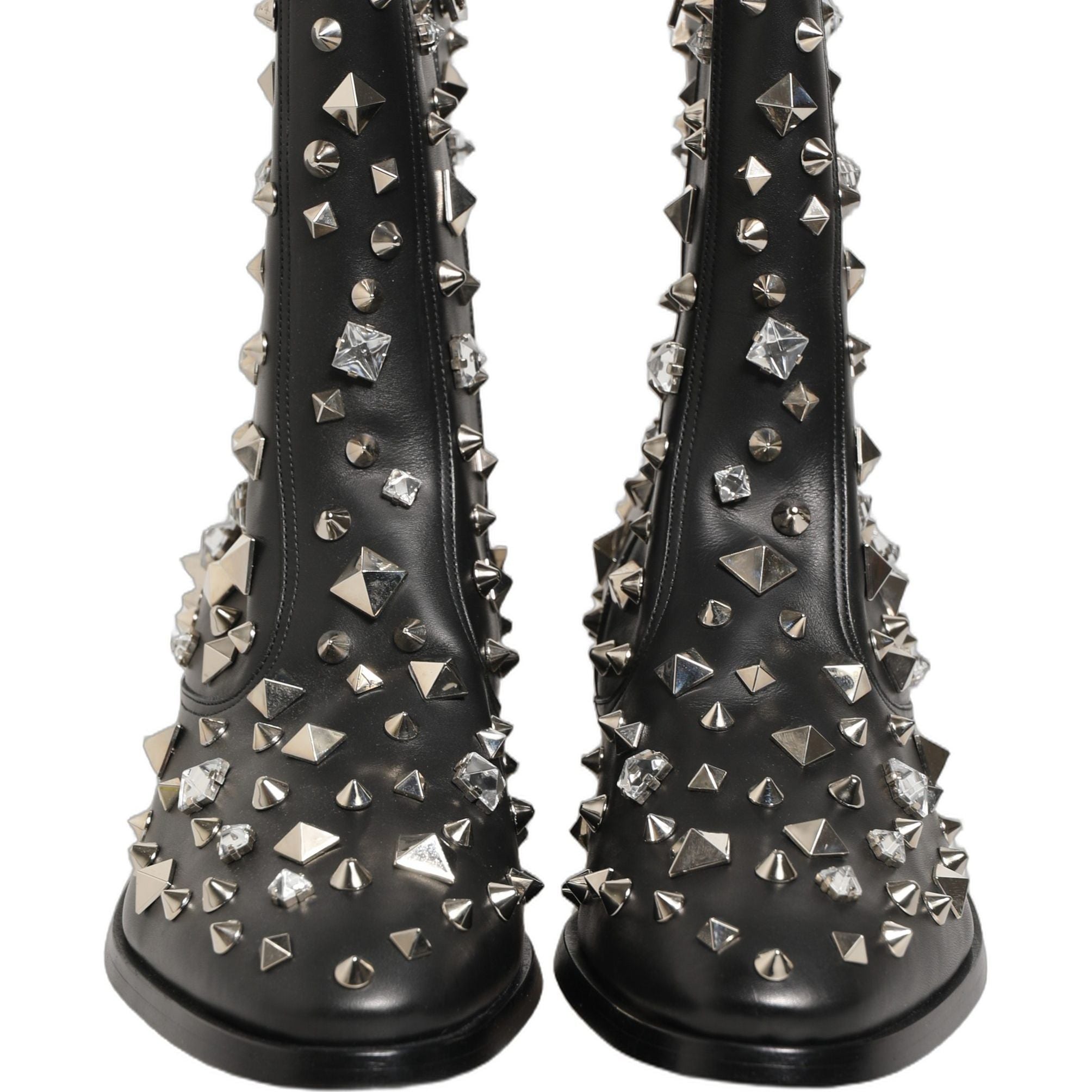 Dolce & Gabbana Black Crystal Embellished Short Boots Shoes