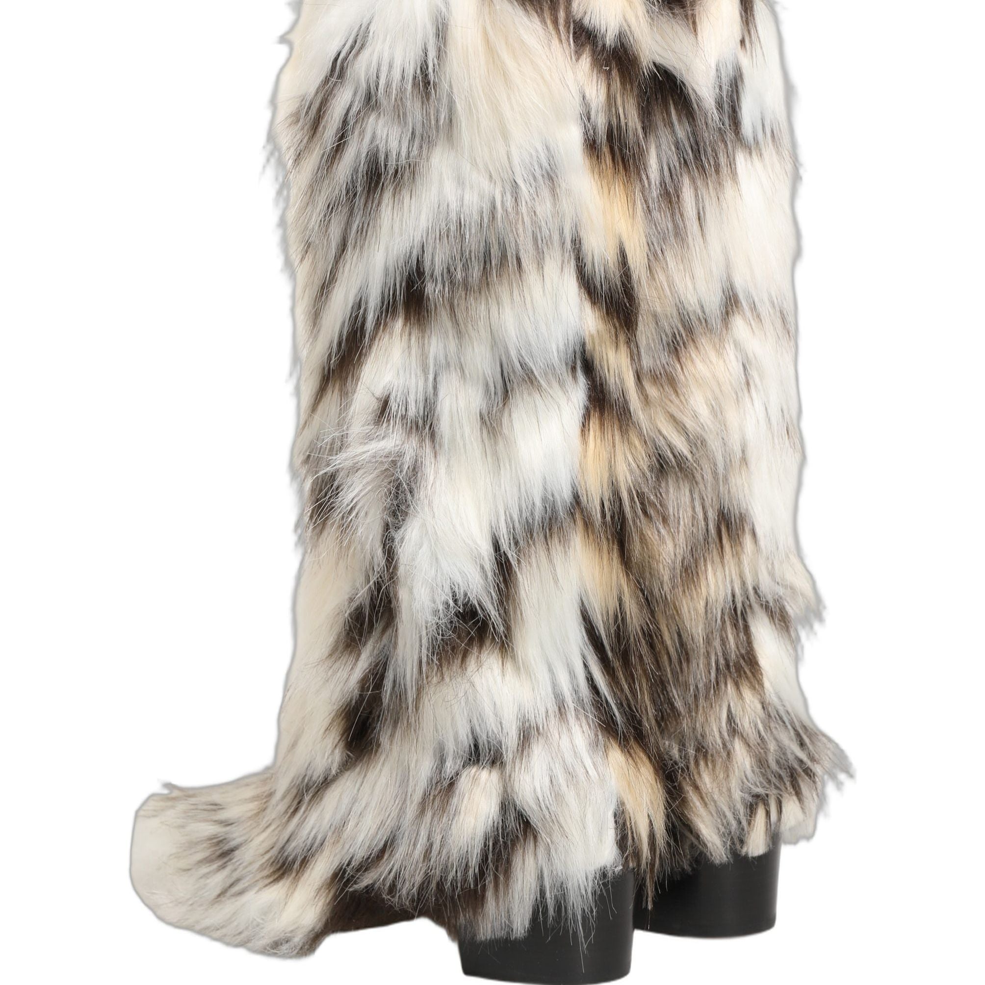Dolce & Gabbana Multicolor Knee High Faux Fur Boots Shoes