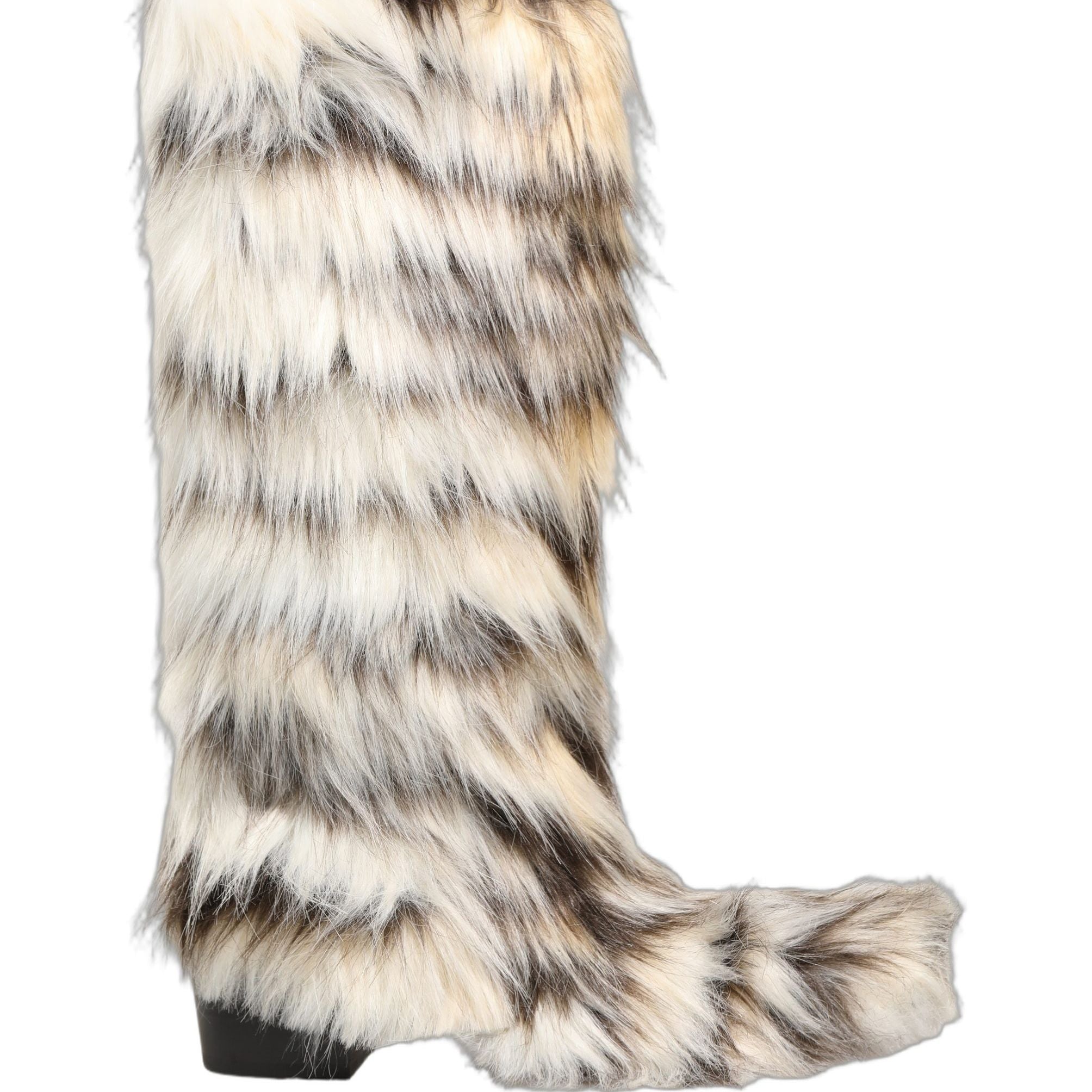 Dolce & Gabbana Multicolor Knee High Faux Fur Boots Shoes