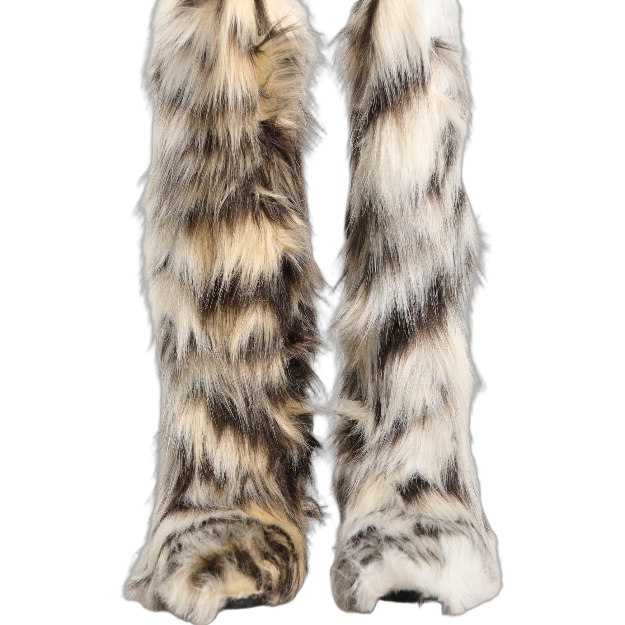 Dolce & Gabbana Multicolor Knee High Faux Fur Boots Shoes