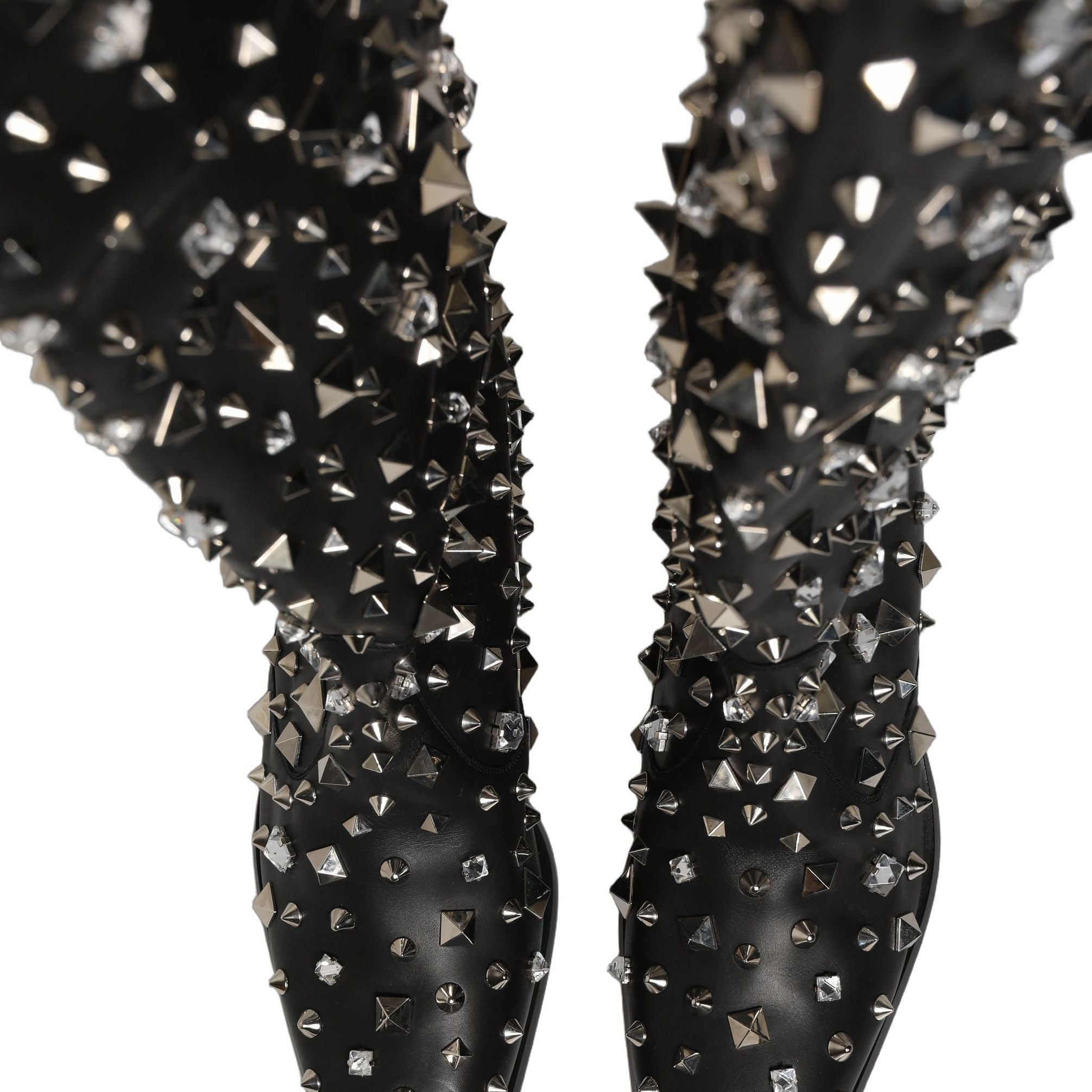 Dolce & Gabbana Black Crystal Embellished High Boots Shoes
