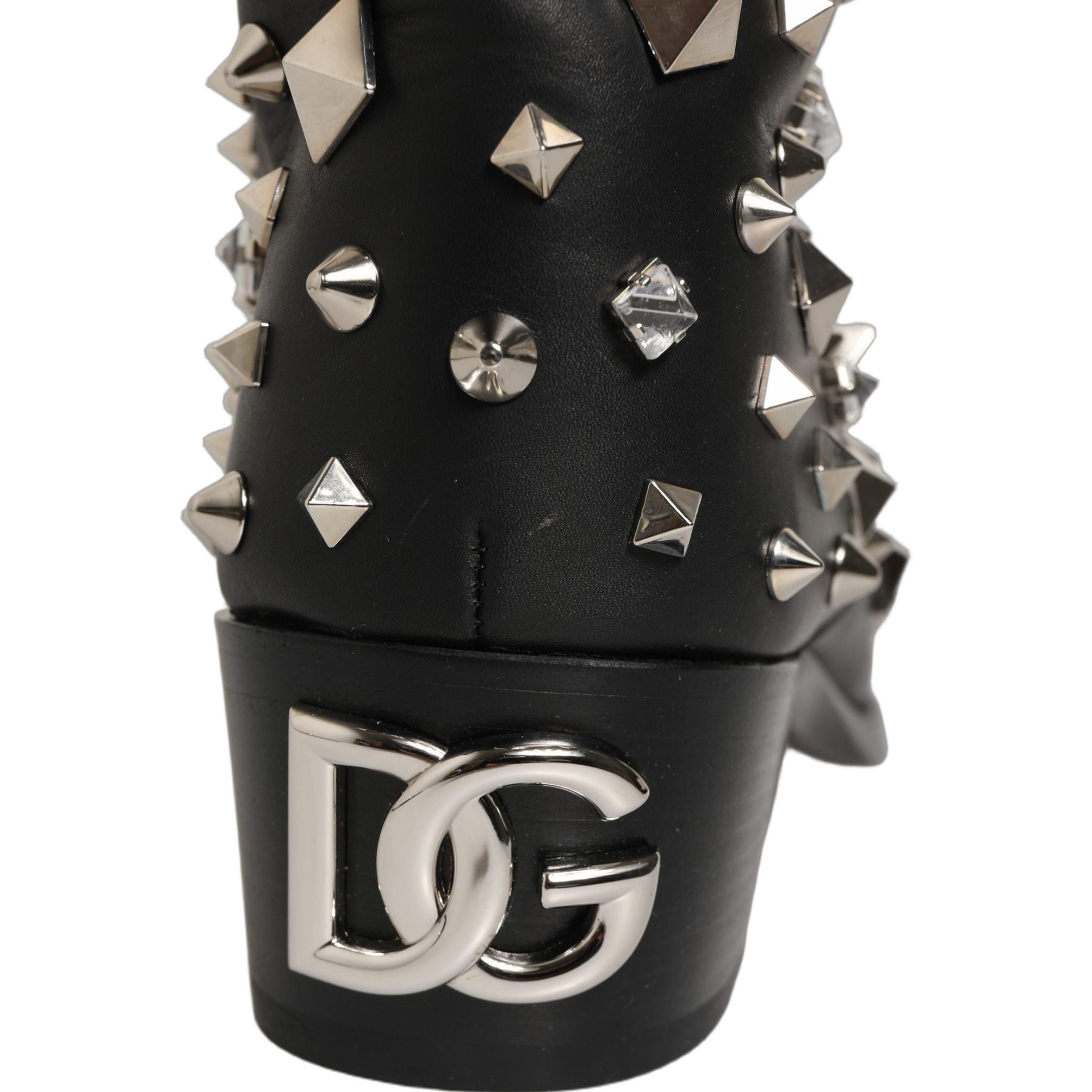 Dolce & Gabbana Black Crystal Embellished High Boots Shoes