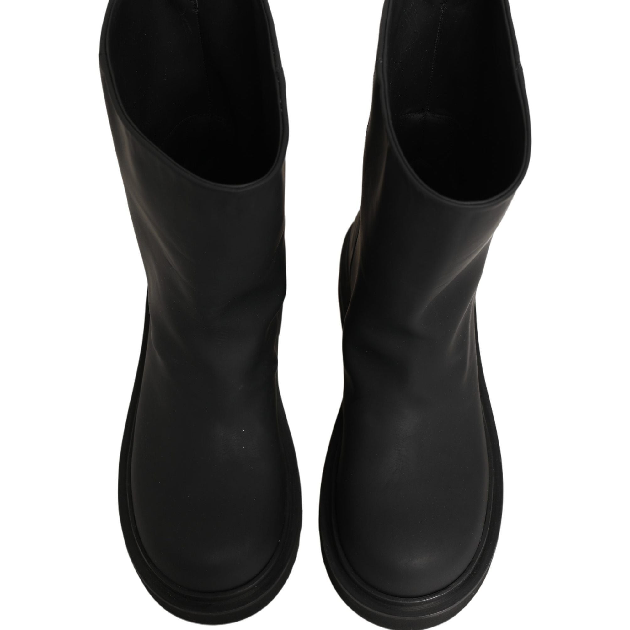 Dolce & Gabbana Black Leather Mid Calf Chunky Men Boots Shoes