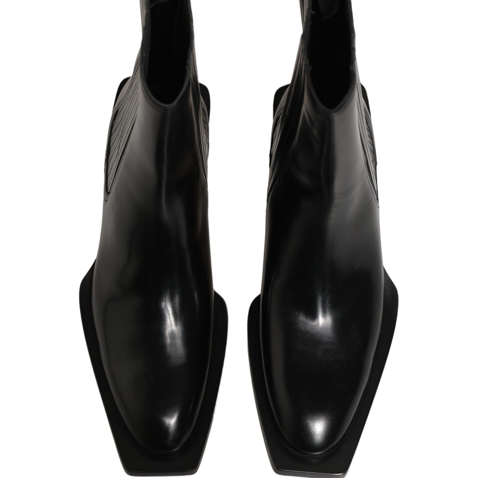 Dolce & Gabbana Black Leather Chelsea Mid Calf Boots Shoes