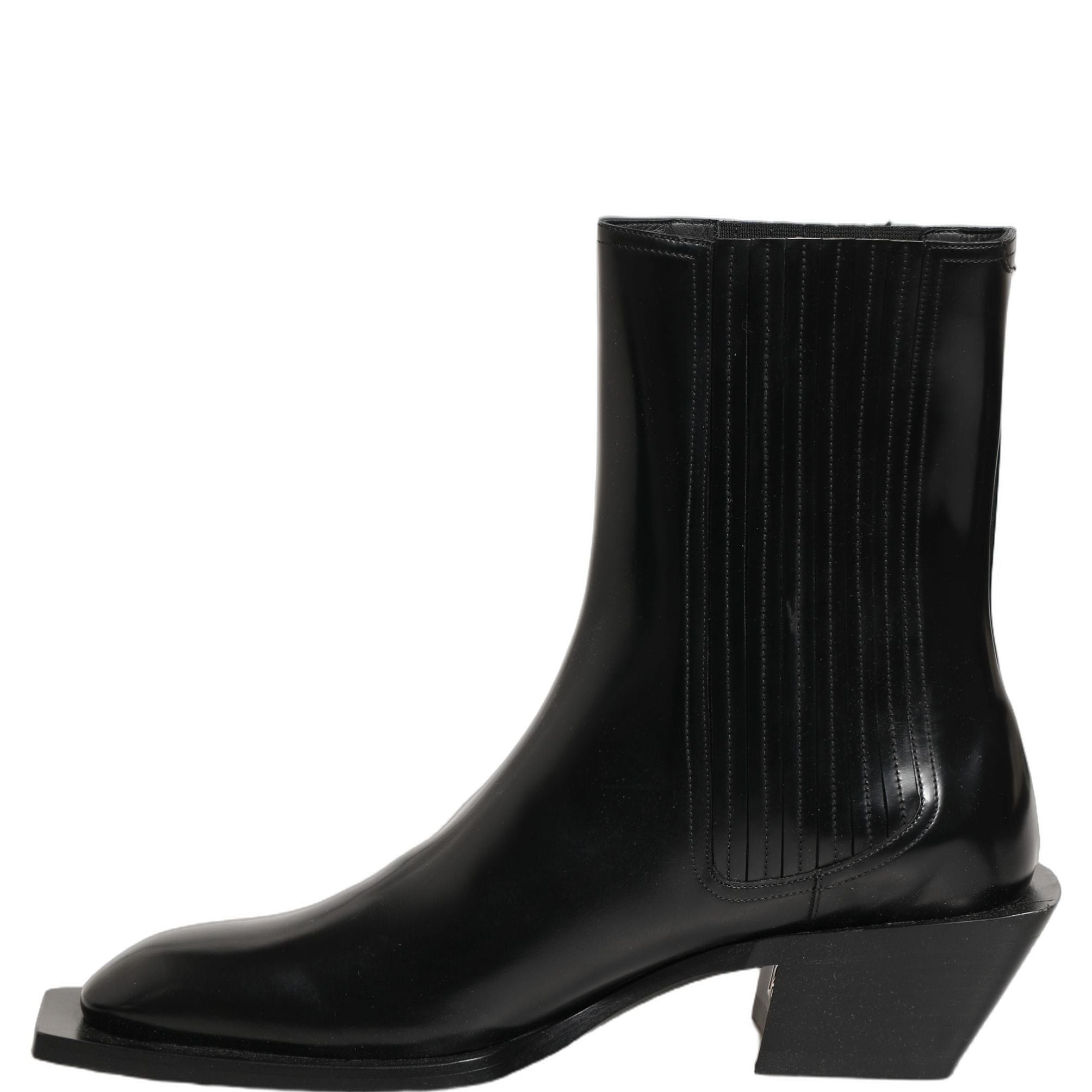 Dolce & Gabbana Black Leather Chelsea Mid Calf Boots Shoes