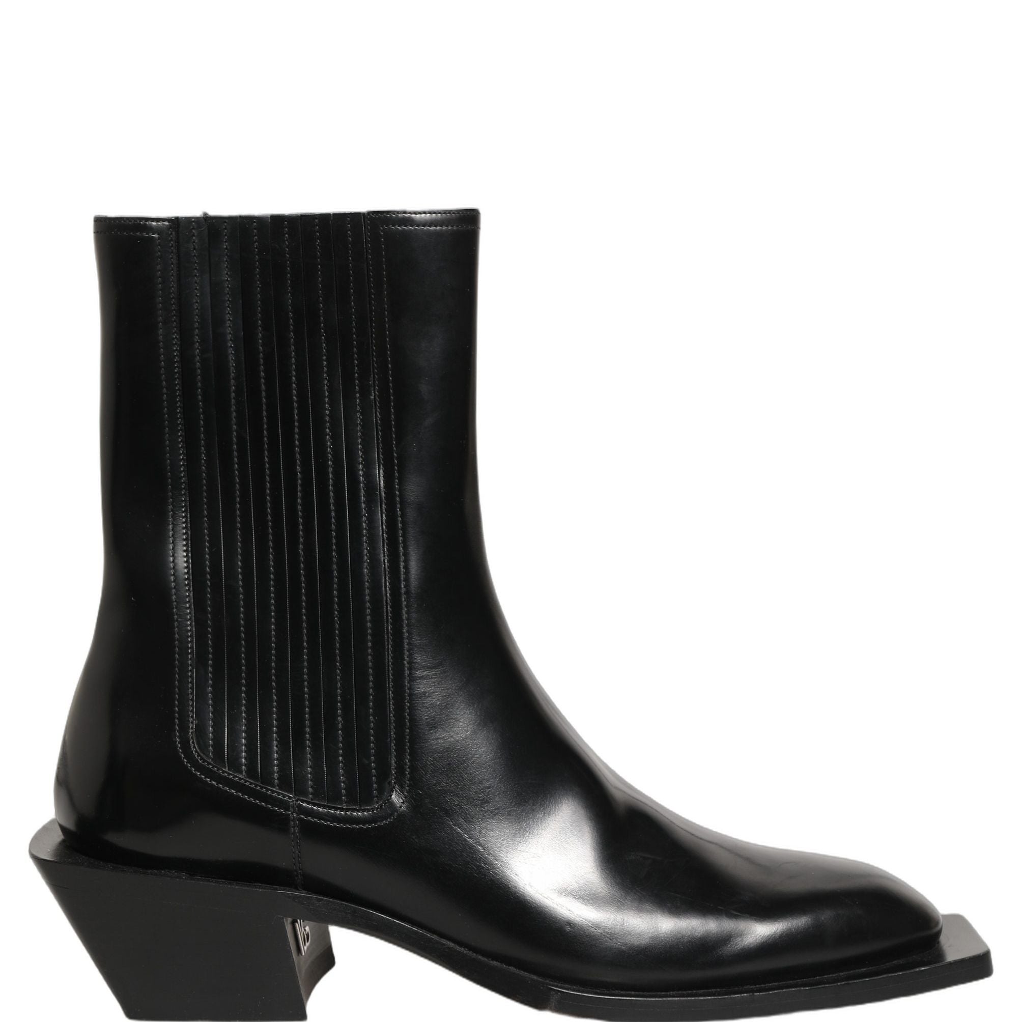 Dolce & Gabbana Black Leather Chelsea Mid Calf Boots Shoes