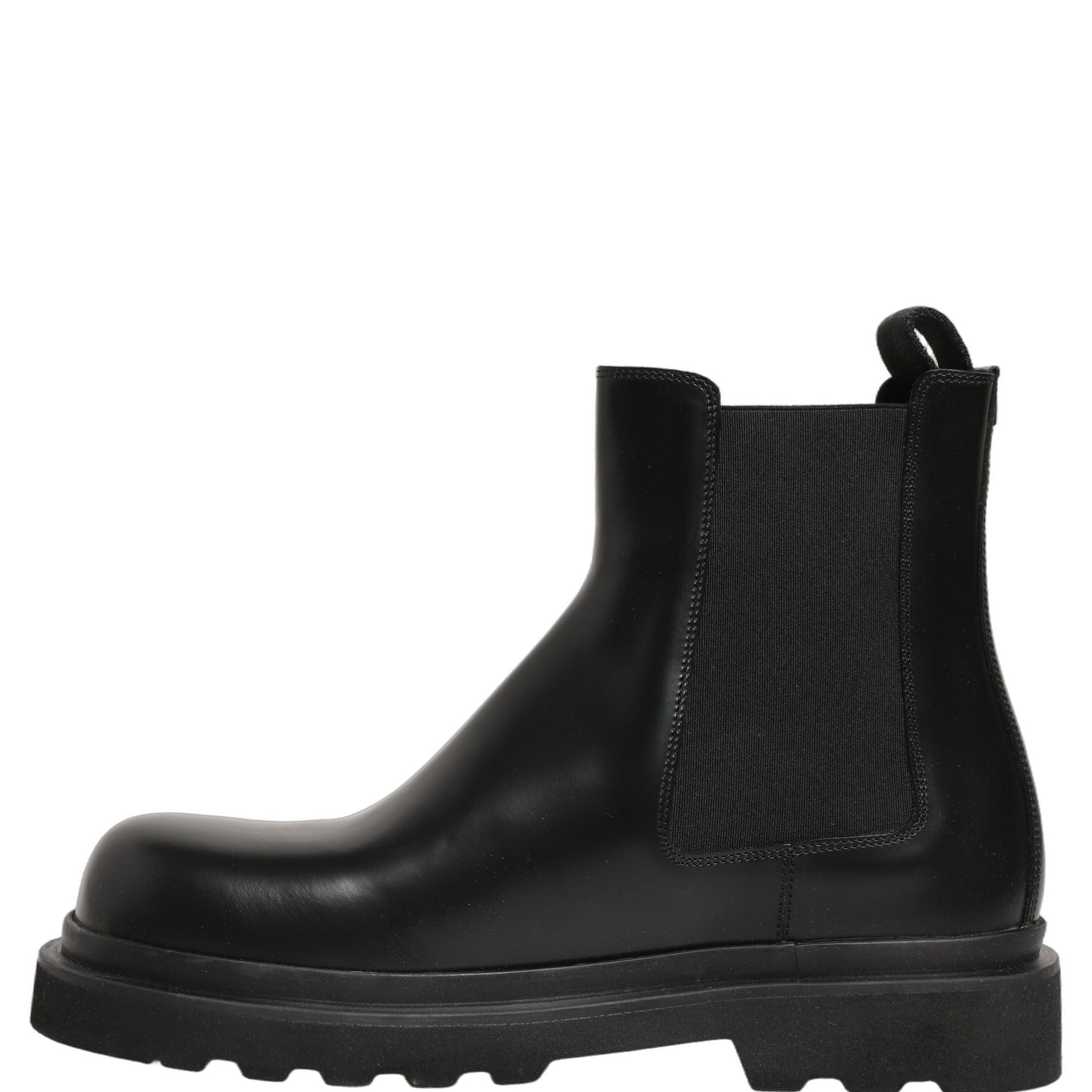 Dolce & Gabbana Black Chelsea Boots Leather Slip On Men Shoes