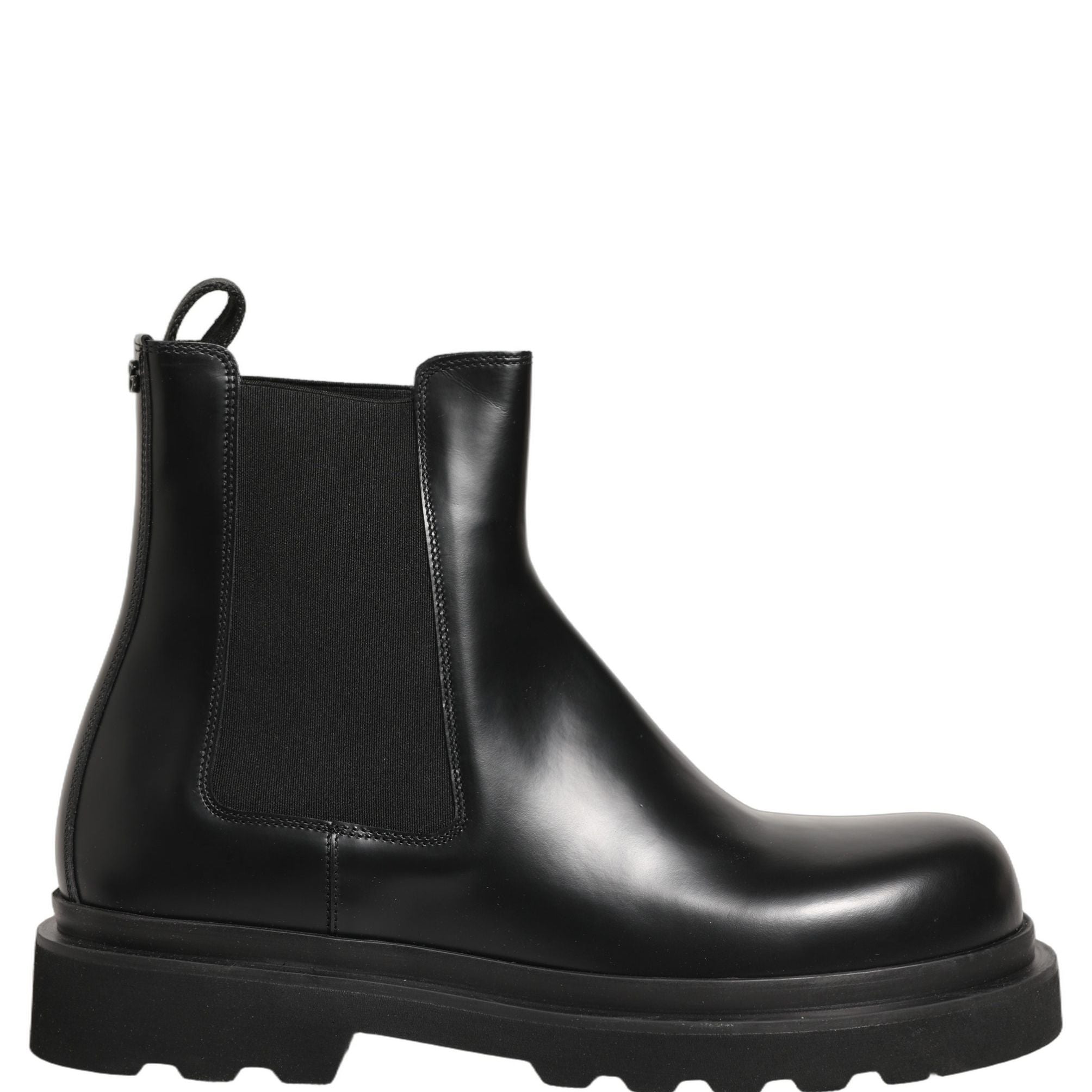 Dolce & Gabbana Black Chelsea Boots Leather Slip On Men Shoes