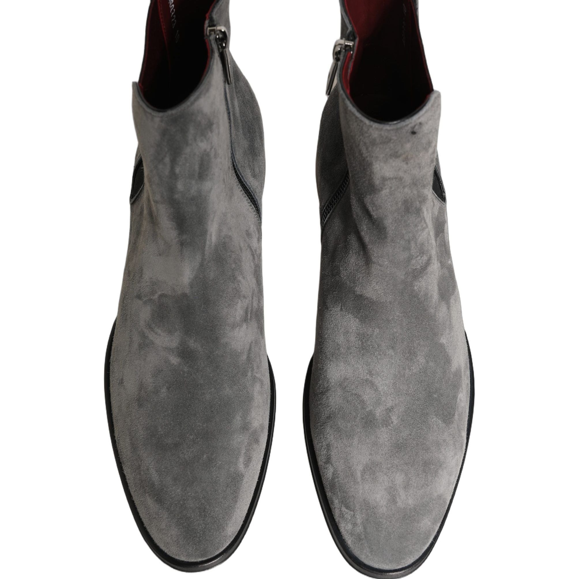 Dolce & Gabbana Gray Suede Leather Chelsea Boots Shoes