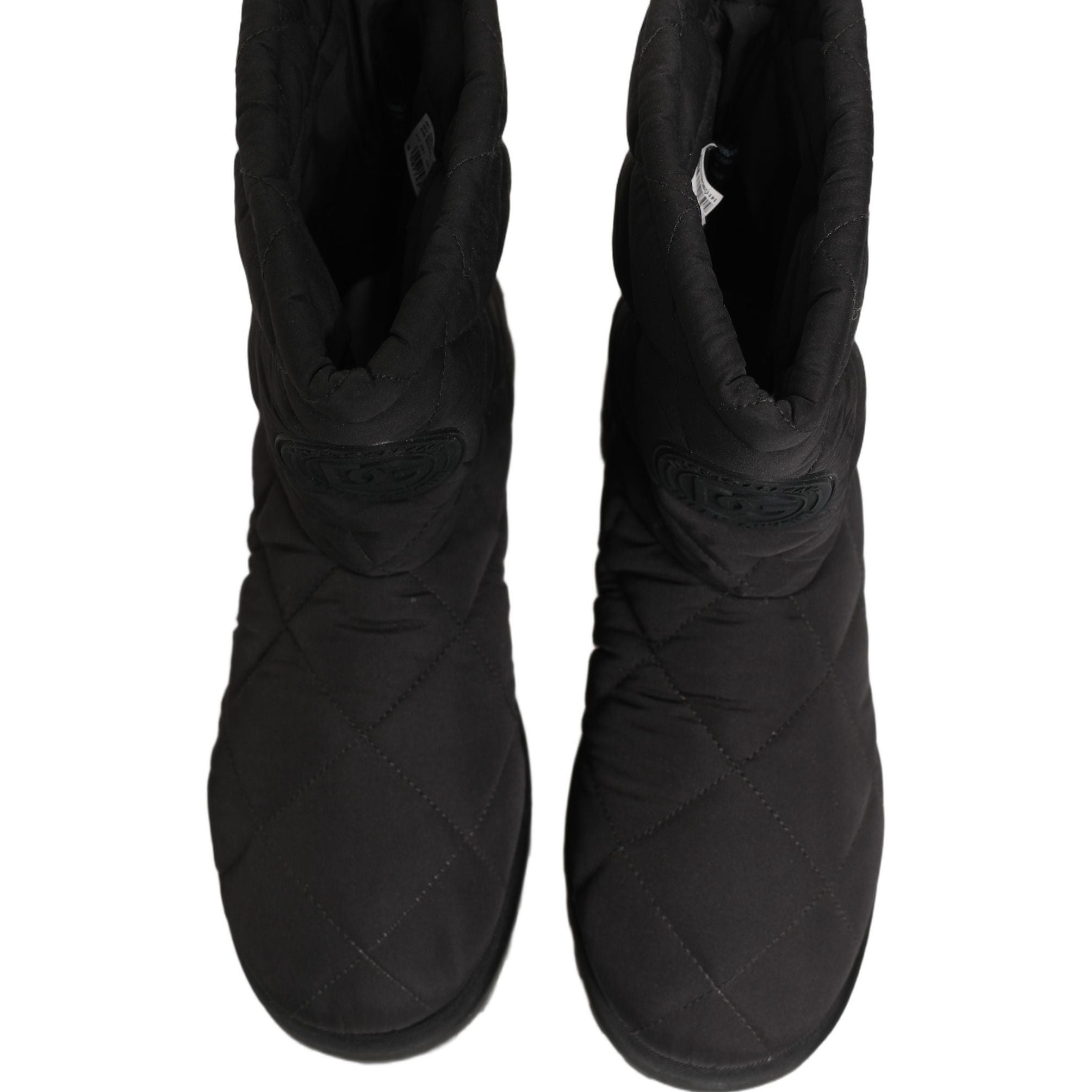 Dolce & Gabbana Black Quilted Effect Mid Calf Boots Shoes