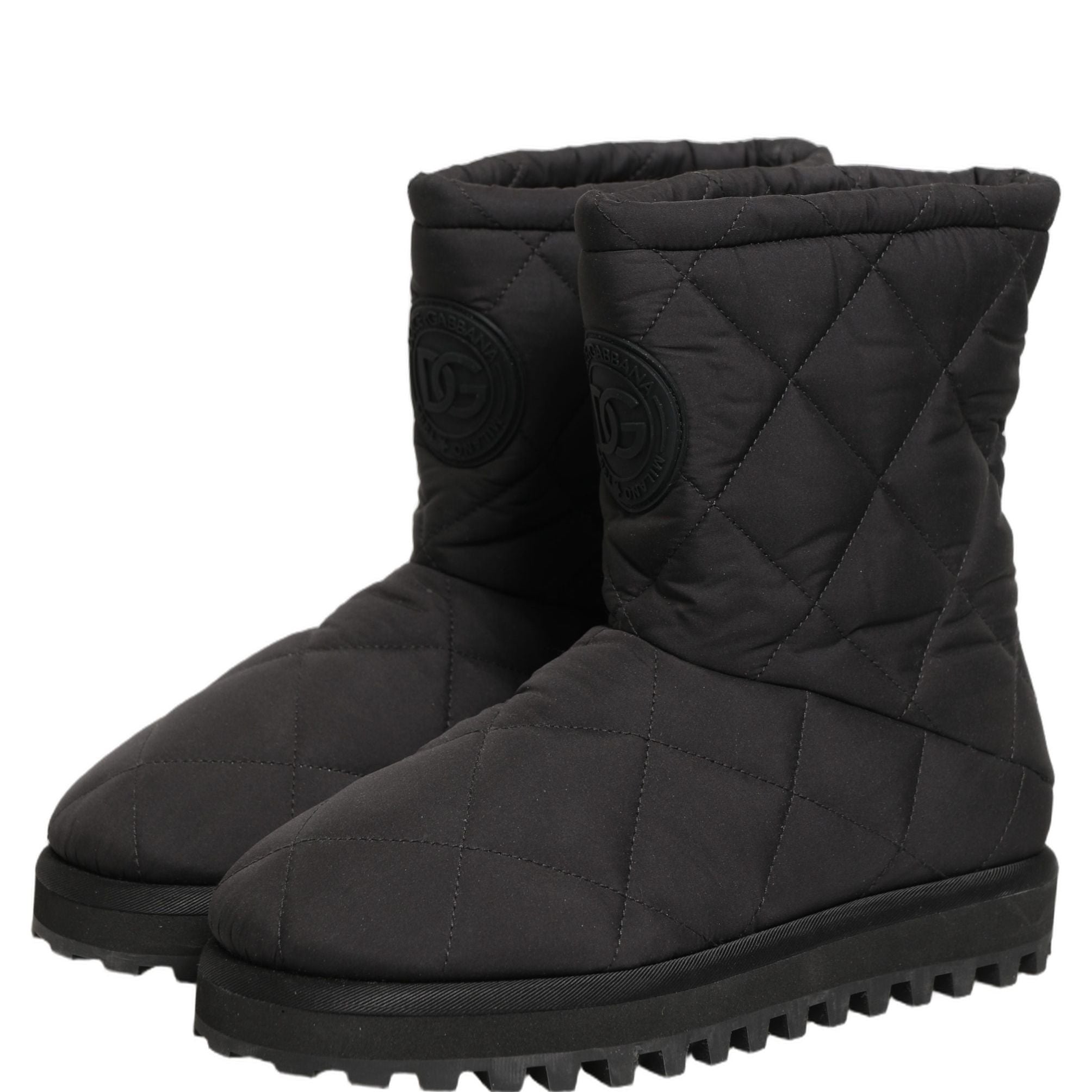 Dolce & Gabbana Black Quilted Effect Mid Calf Boots Shoes