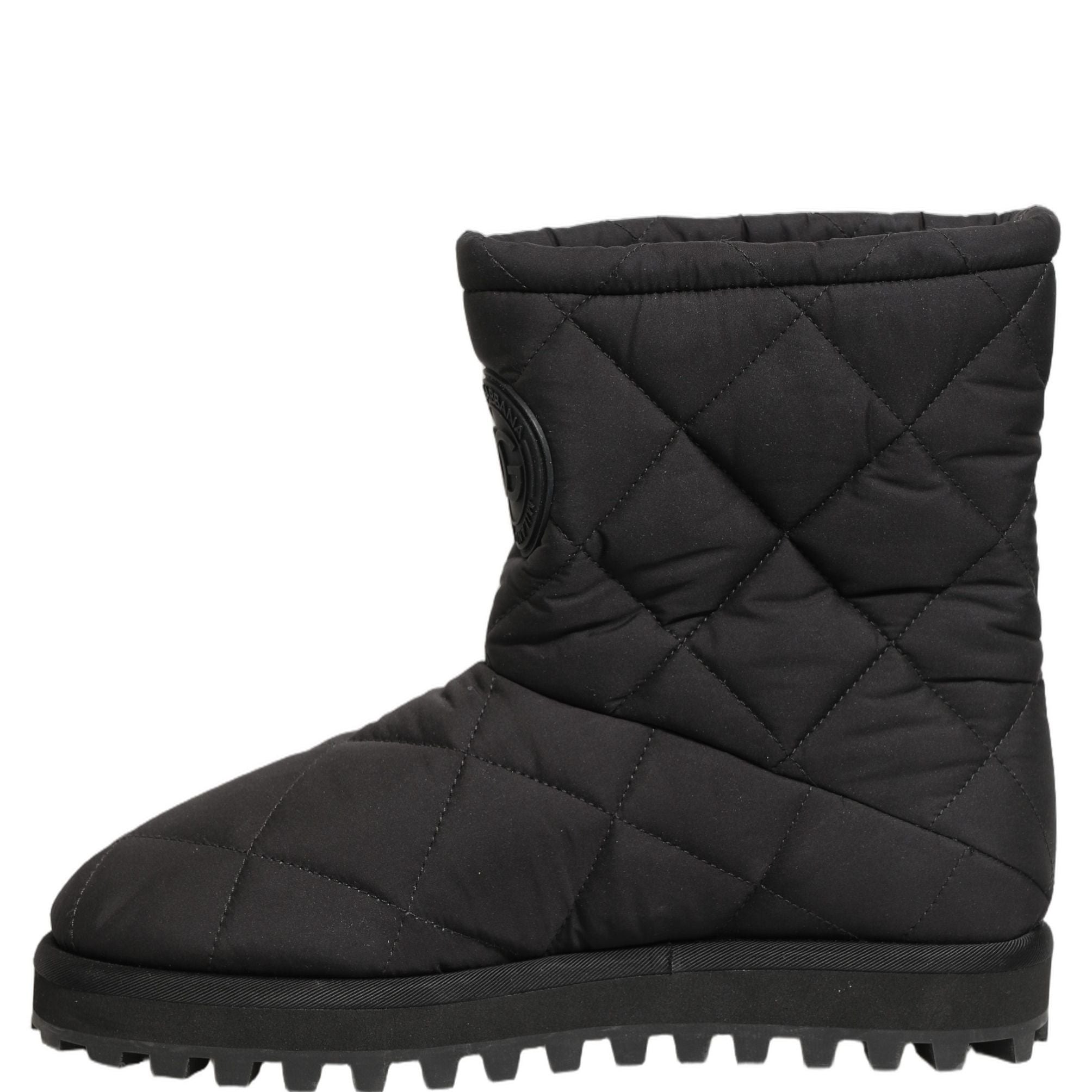 Dolce & Gabbana Black Quilted Effect Mid Calf Boots Shoes