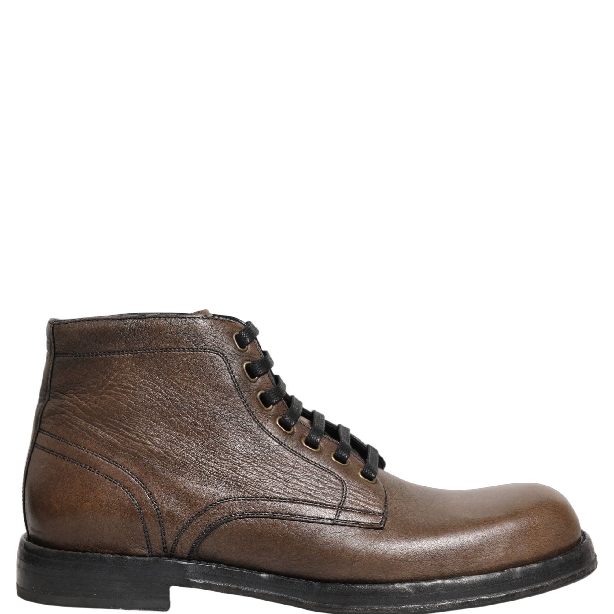 Dolce & Gabbana Brown Perugino Leather Men Ankle Boots Shoes
