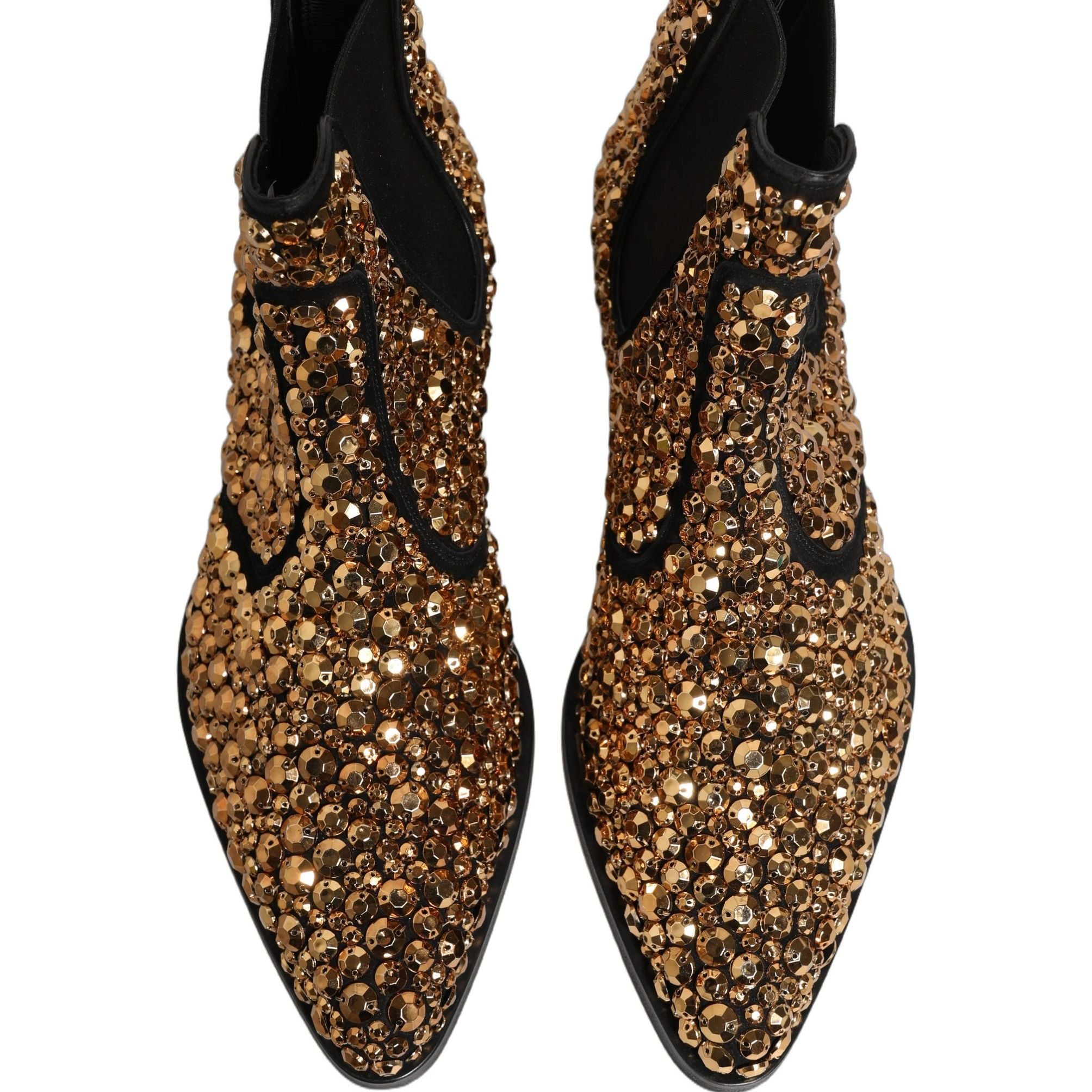 Dolce & Gabbana Gold Embellished Chelsea Ankle Boots Shoes