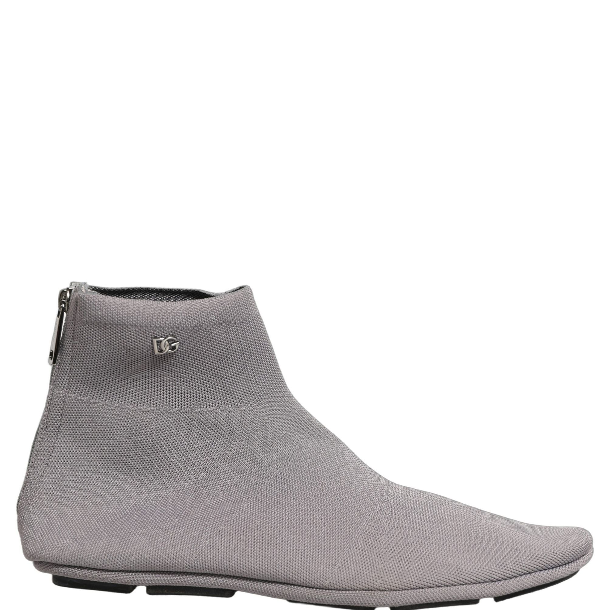 Dolce & Gabbana Gray Stretch Mesh Men Ankle Boots Shoes