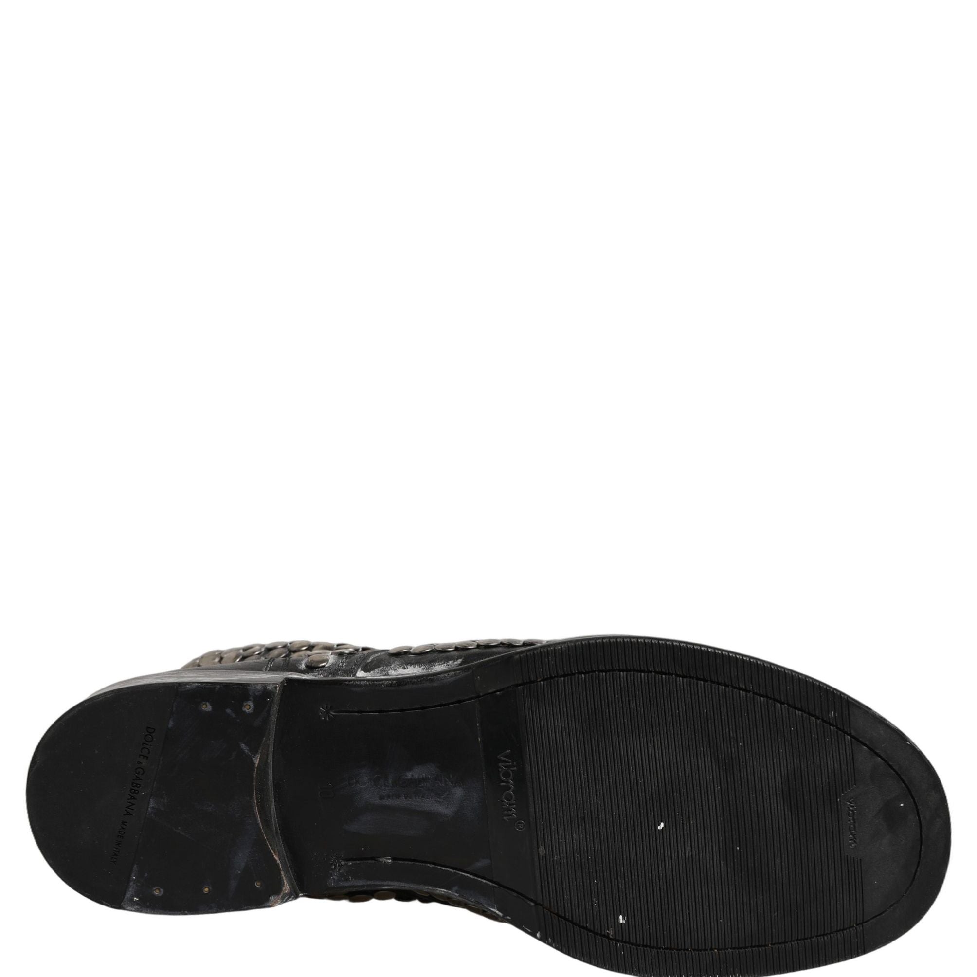 Dolce & Gabbana Black Leather Runway Studs Ankle Boots Shoes