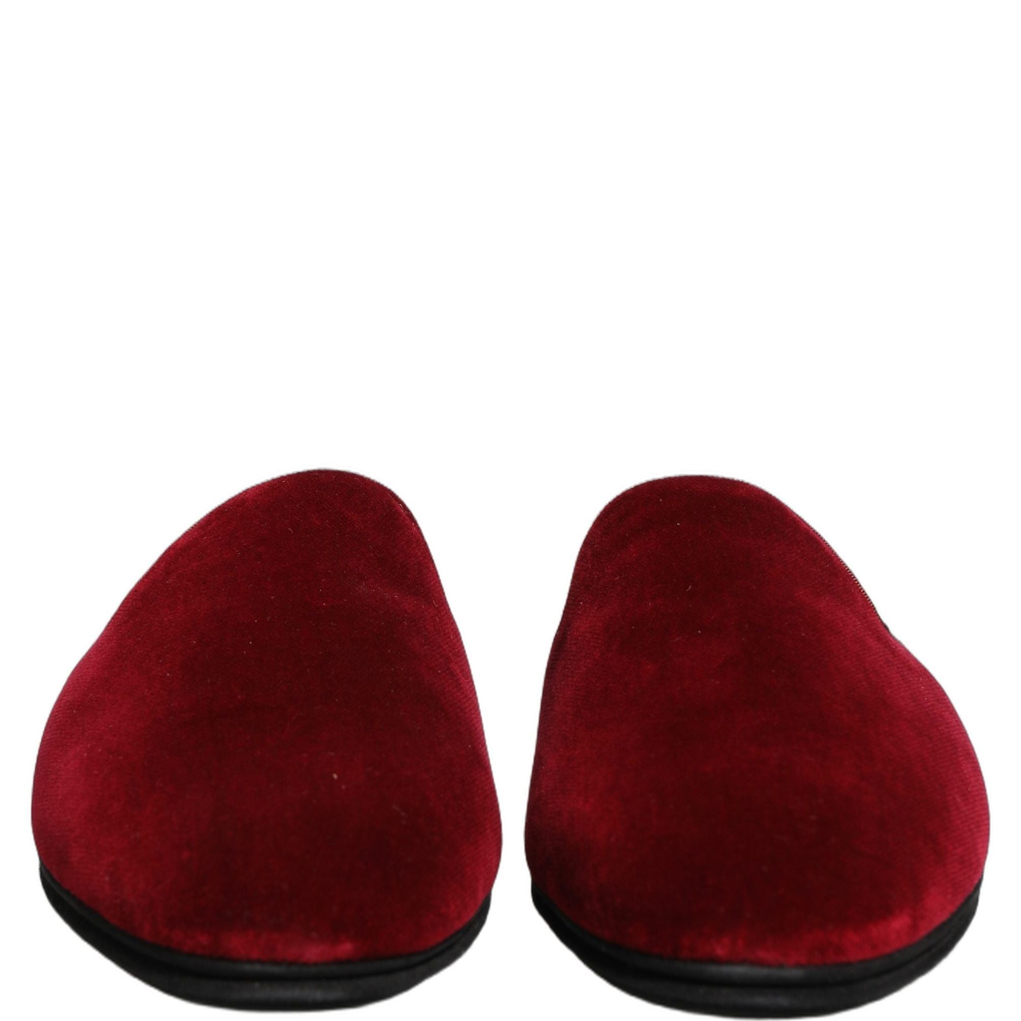 Dolce & Gabbana Red Suede Slides Flat Slipper Men Shoes