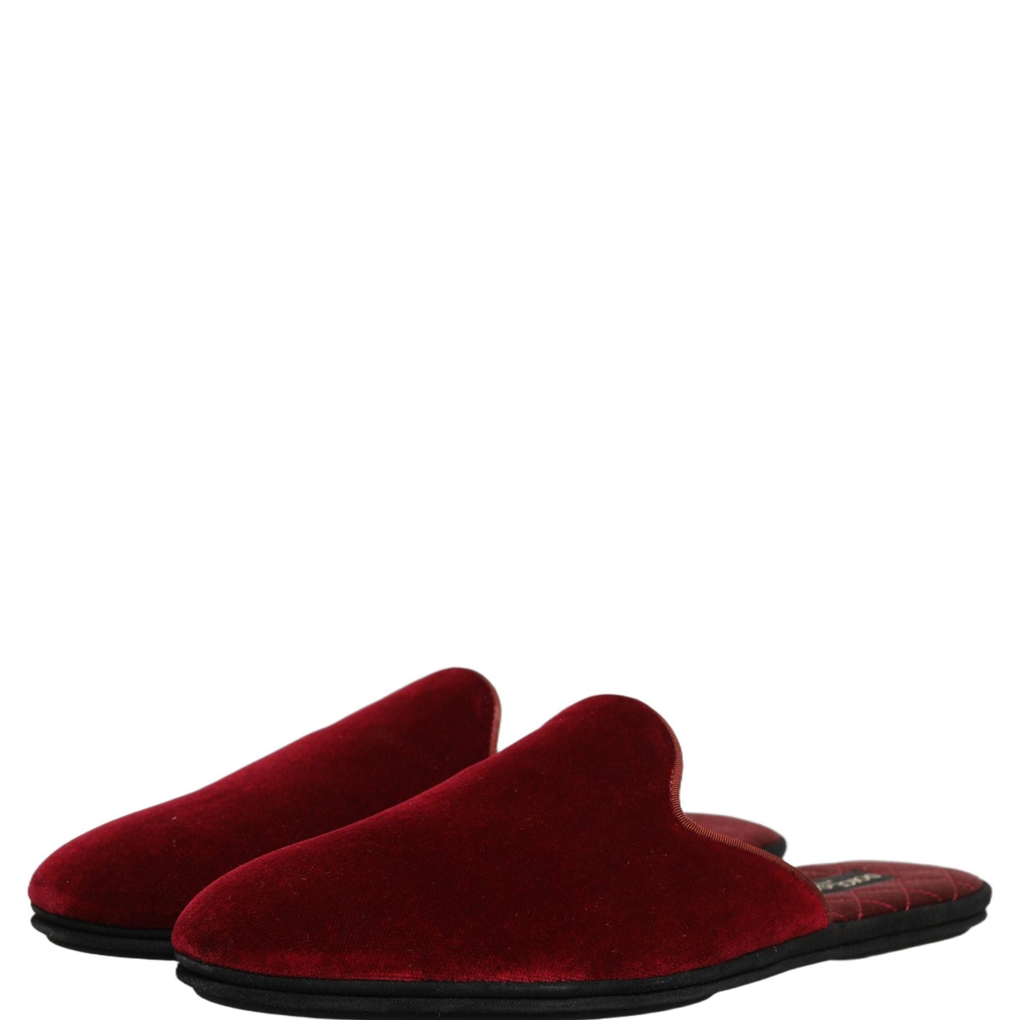 Dolce & Gabbana Red Suede Slides Flat Slipper Men Shoes