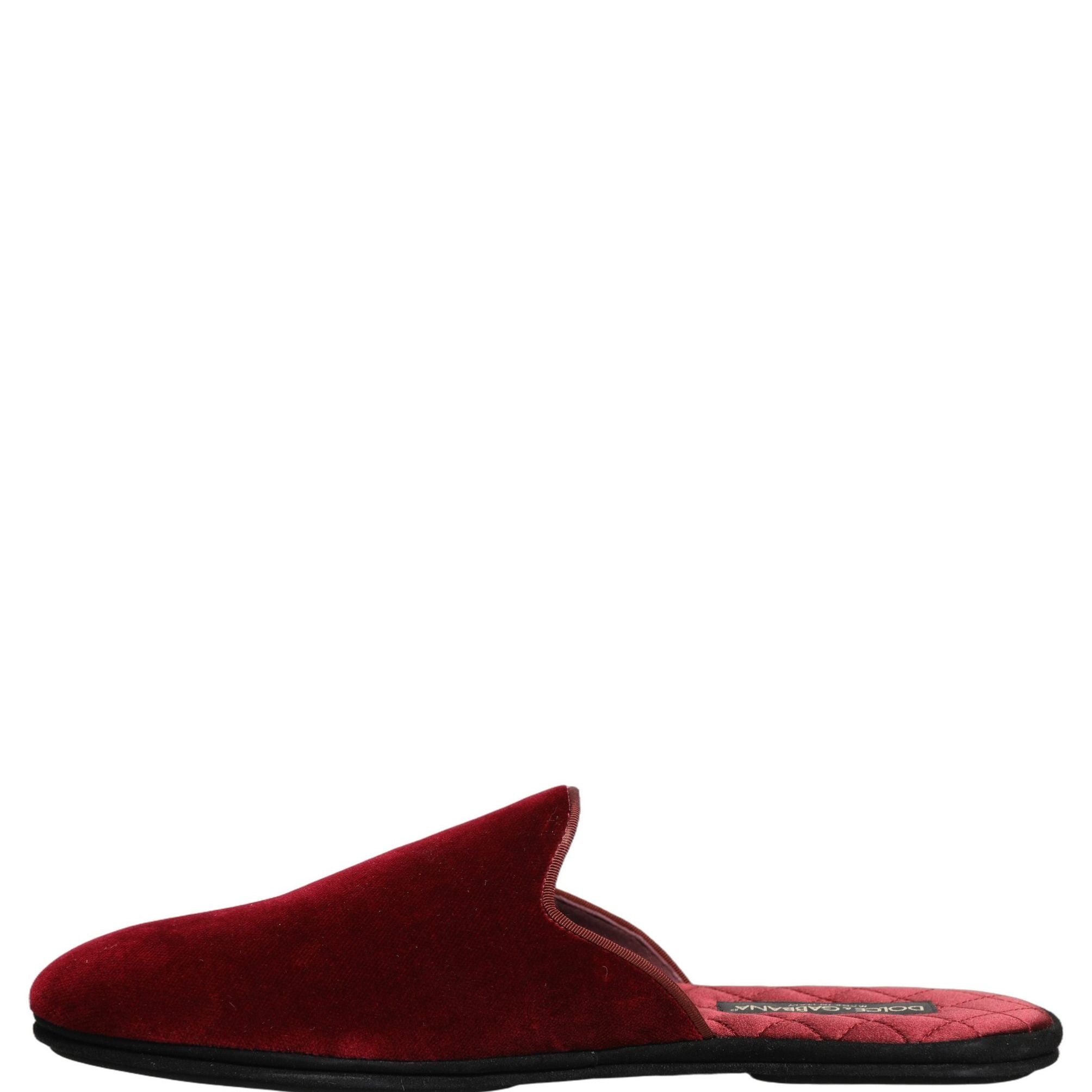 Dolce & Gabbana Red Suede Slides Flat Slipper Men Shoes