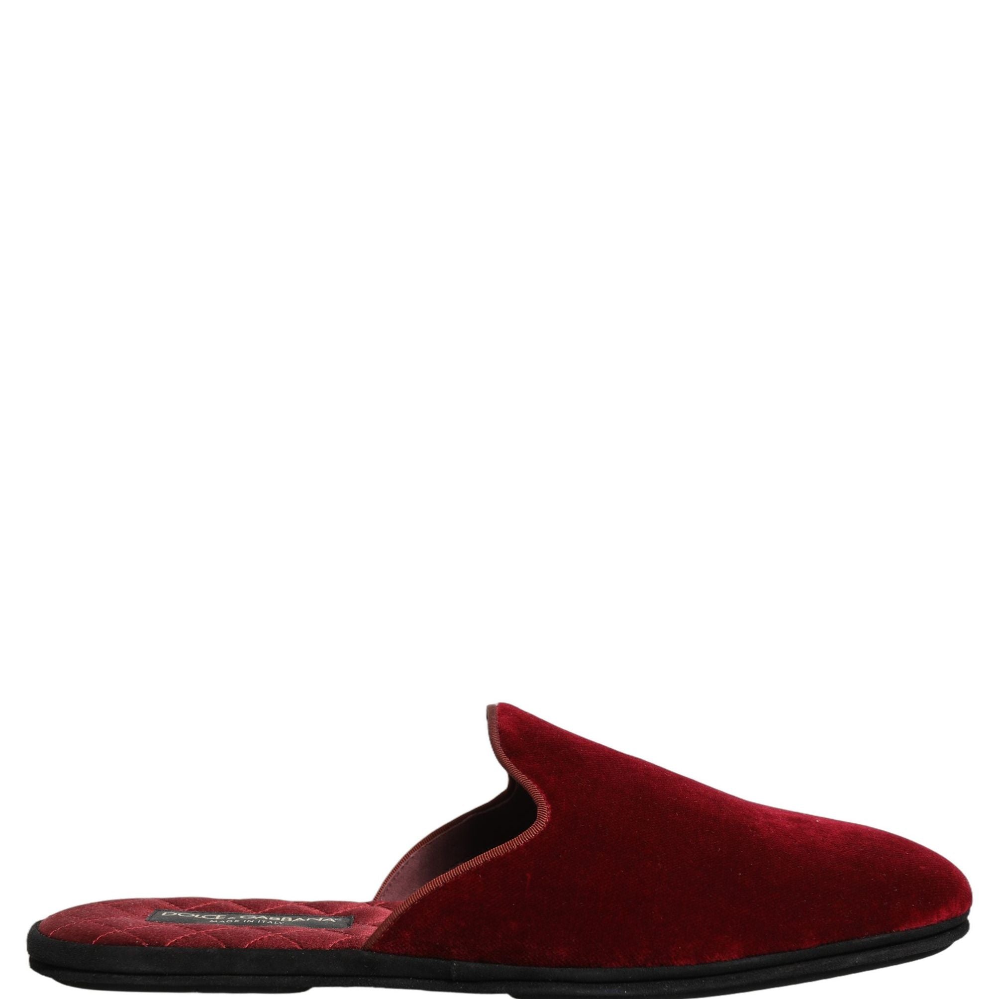 Dolce & Gabbana Red Suede Slides Flat Slipper Men Shoes