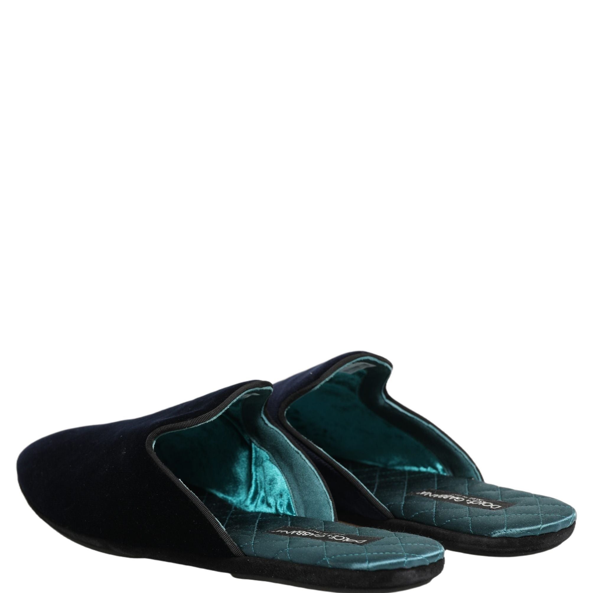 Dolce & Gabbana Dark Blue Suede Slides Flat Slipper Men Shoes