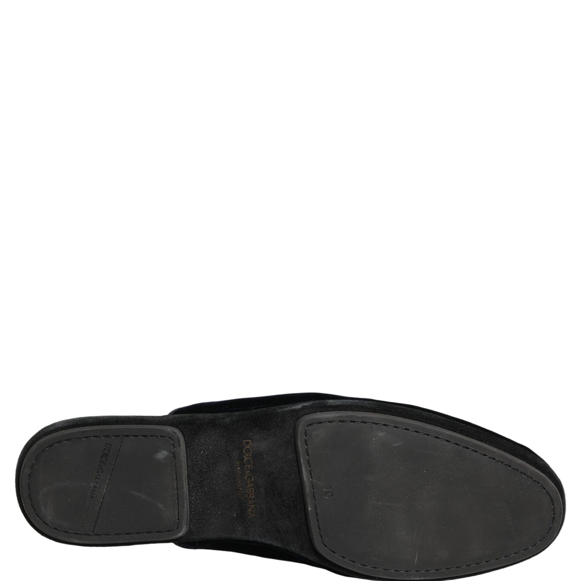 Dolce & Gabbana Dark Blue Suede Slides Flat Slipper Men Shoes