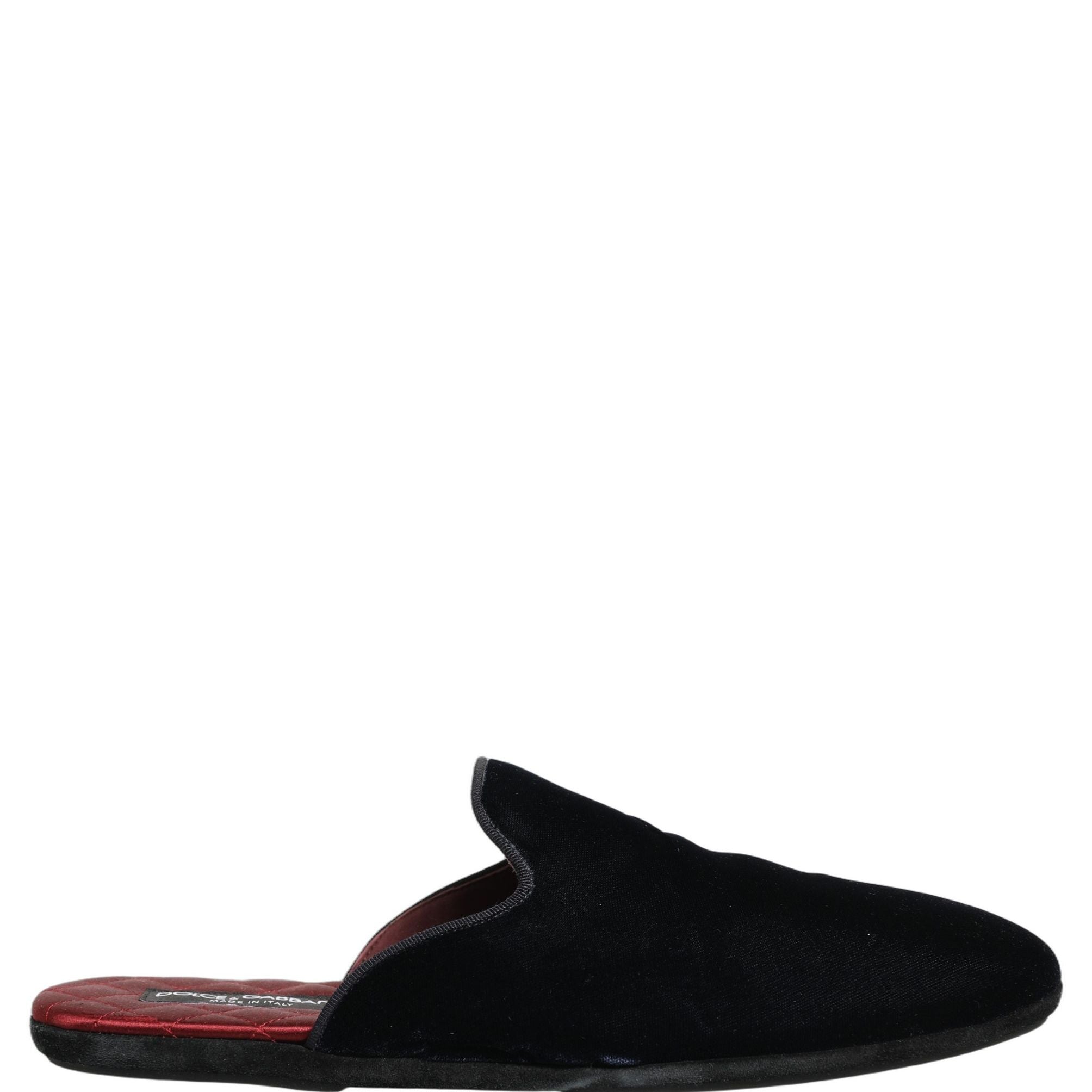 Dolce & Gabbana Dark Blue Suede Slides Flat Slipper Men Shoes