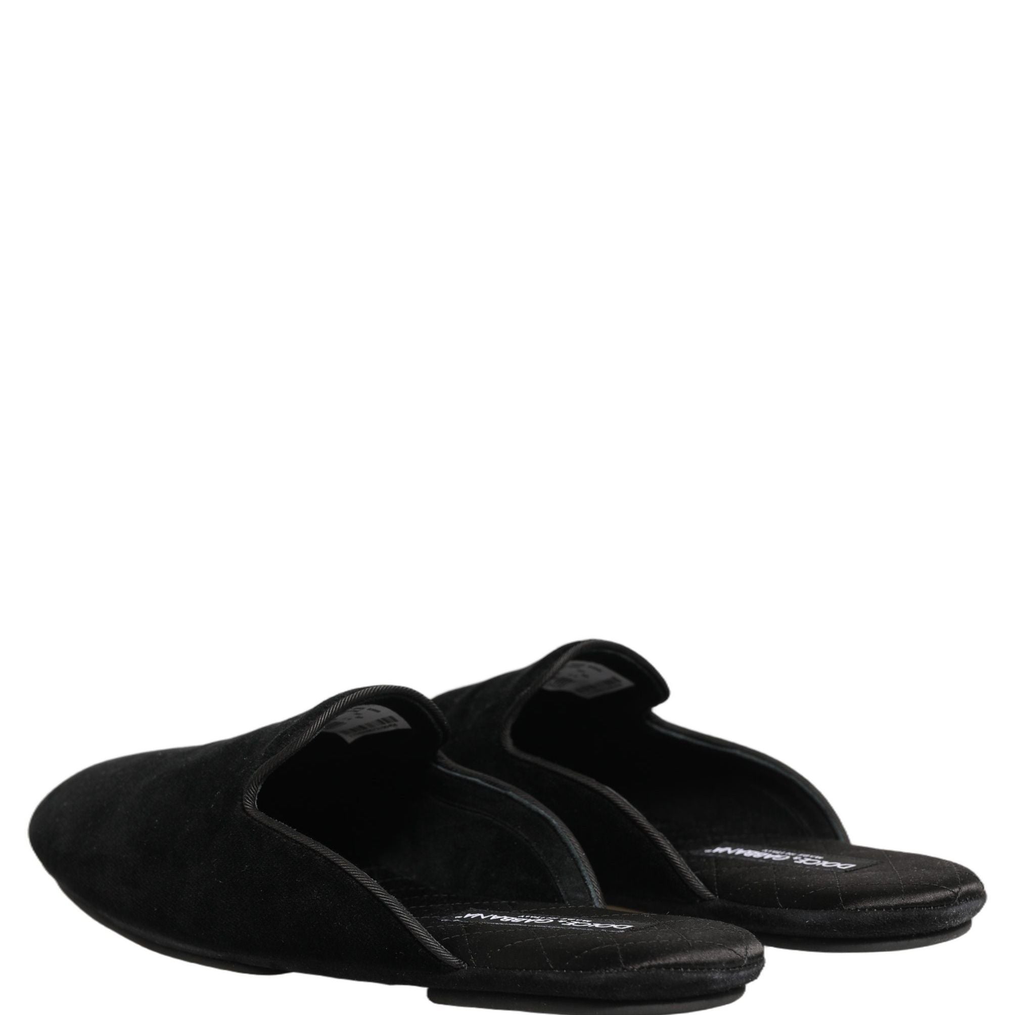 Dolce & Gabbana Black Suede Slides Flat Slipper Men Shoes