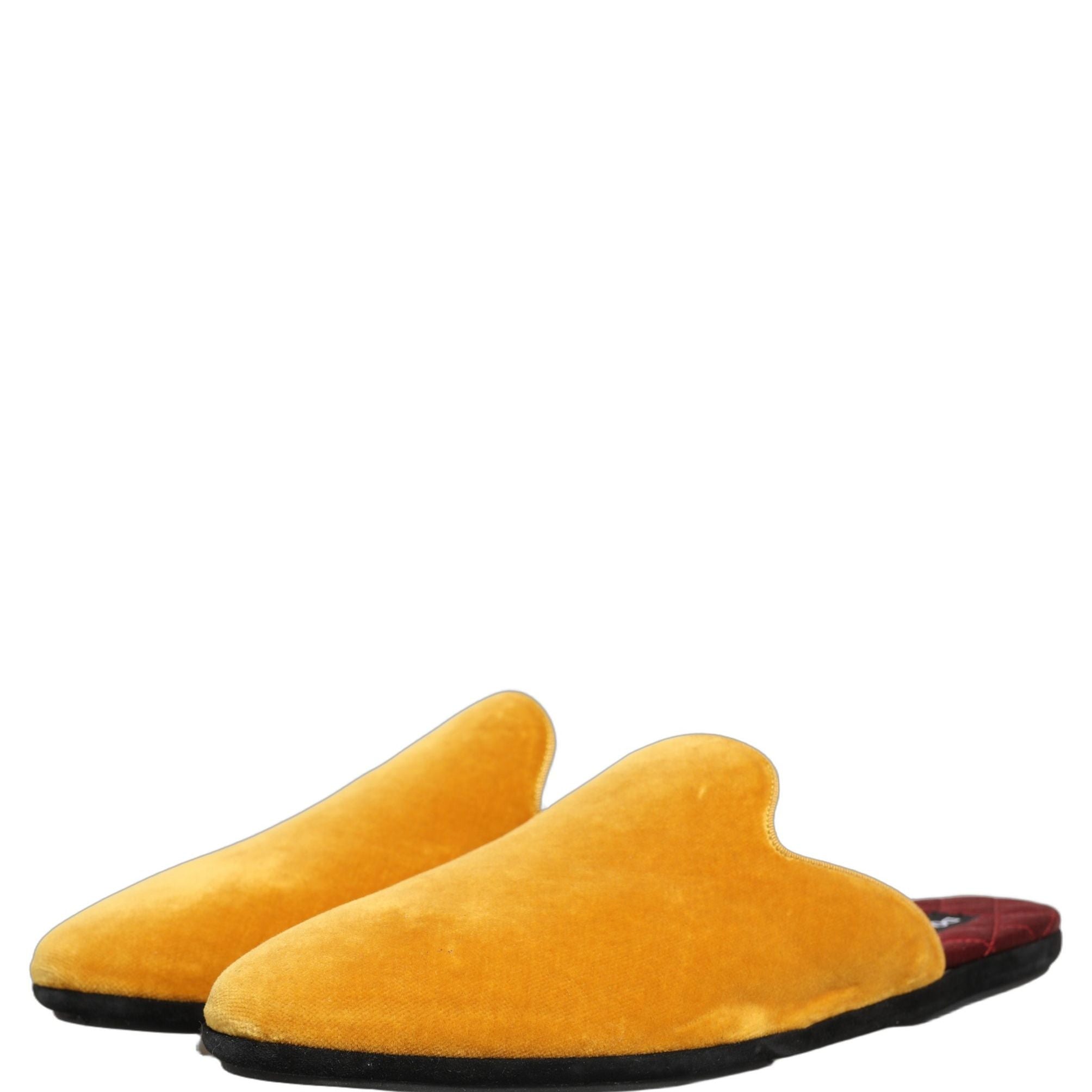 Dolce & Gabbana Yellow Suede Slides Flat Slipper Men Shoes
