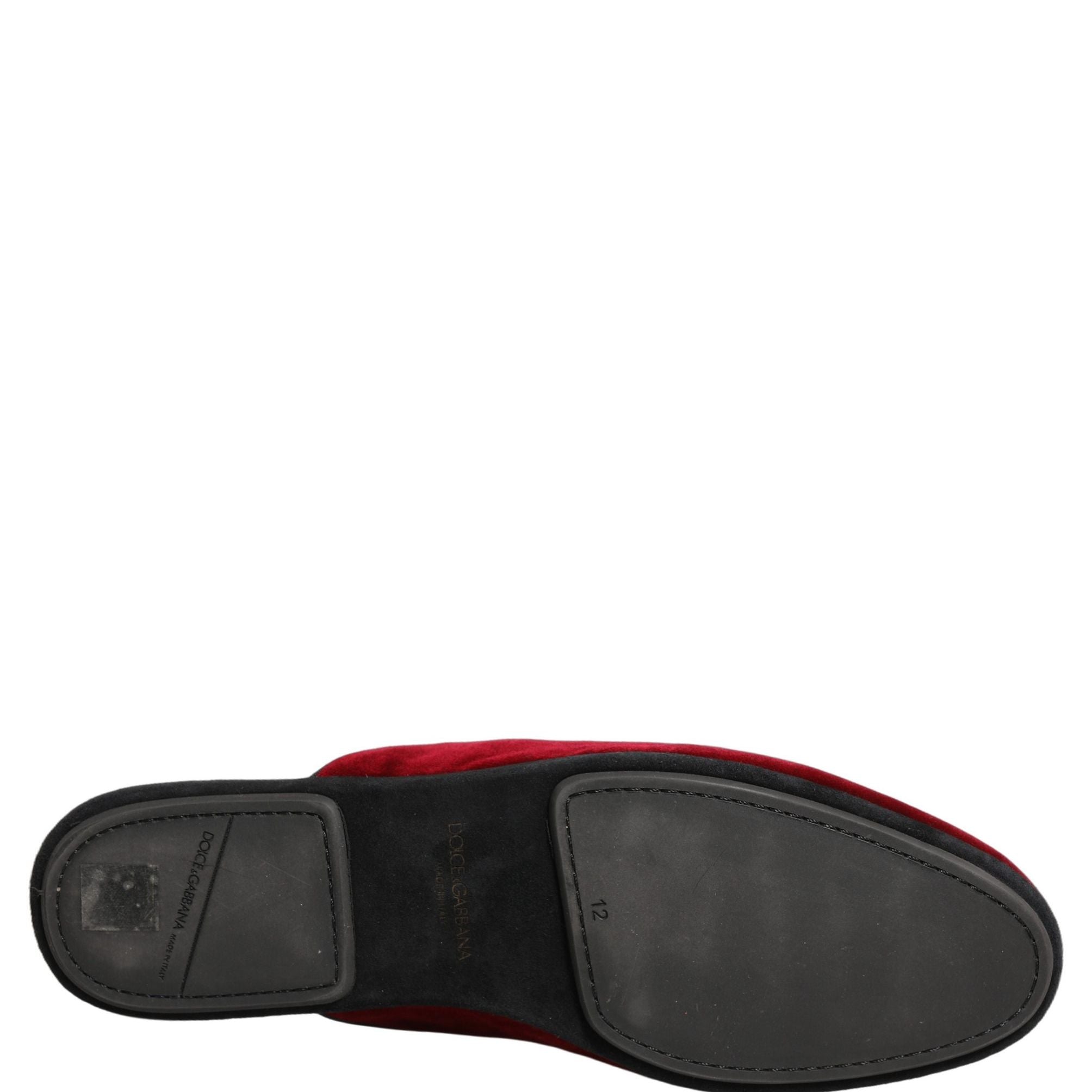 Dolce & Gabbana Red Suede Slides Flat Slipper Men Shoes