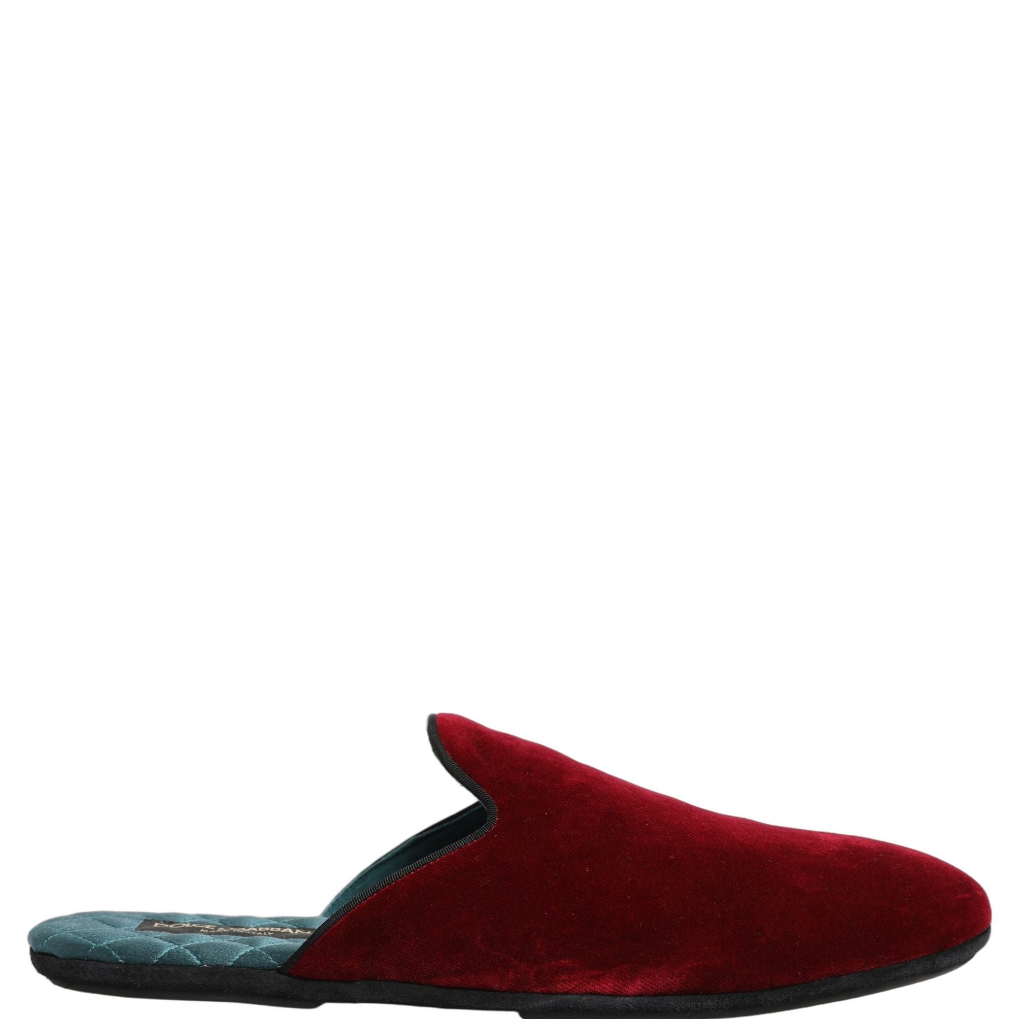 Dolce & Gabbana Red Suede Slides Flat Slipper Men Shoes