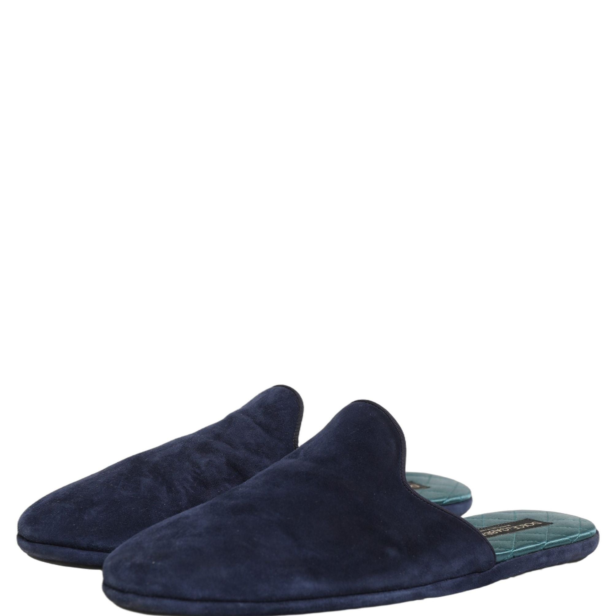 Dolce & Gabbana Blue Suede Slides Flat Slipper Men Shoes