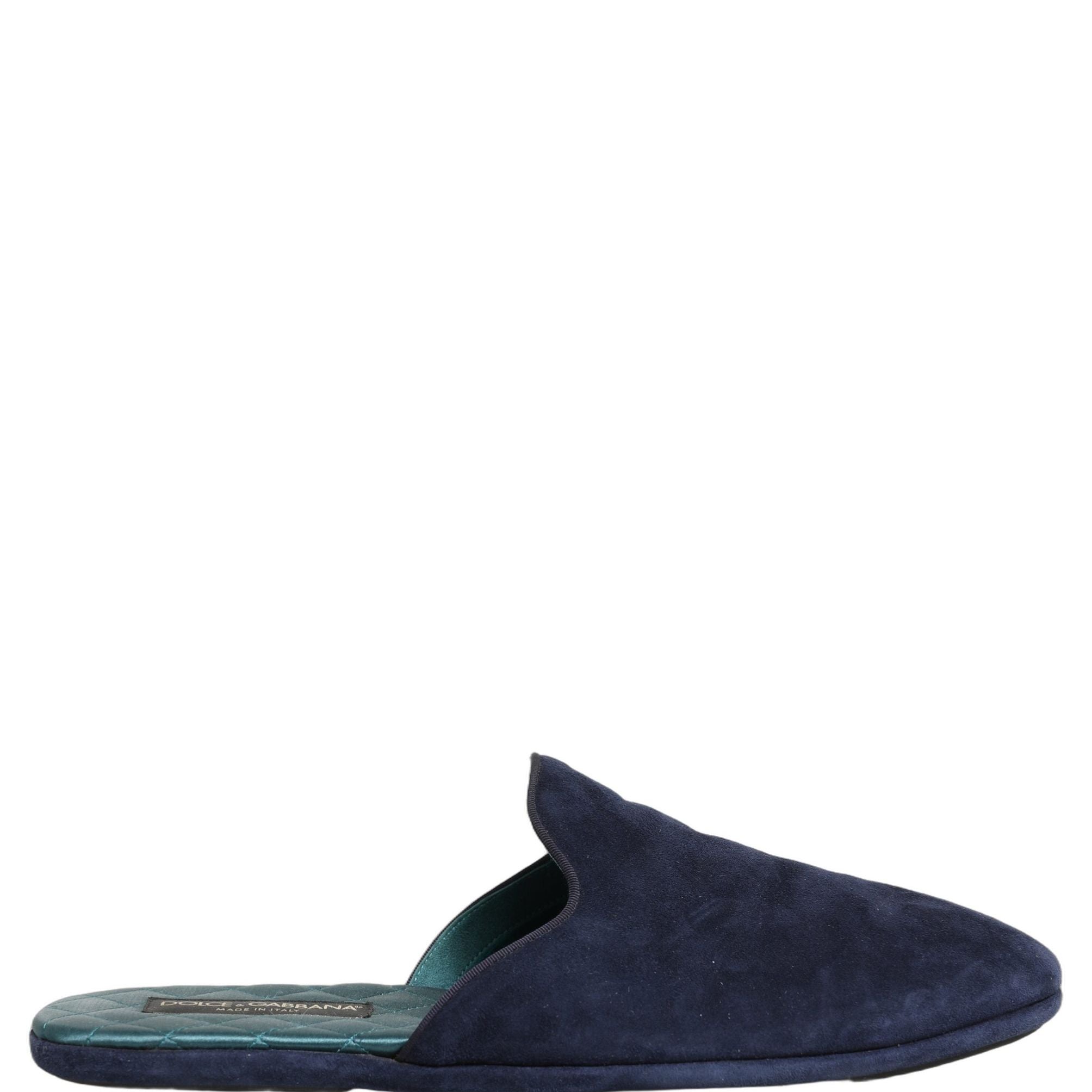 Dolce & Gabbana Blue Suede Slides Flat Slipper Men Shoes