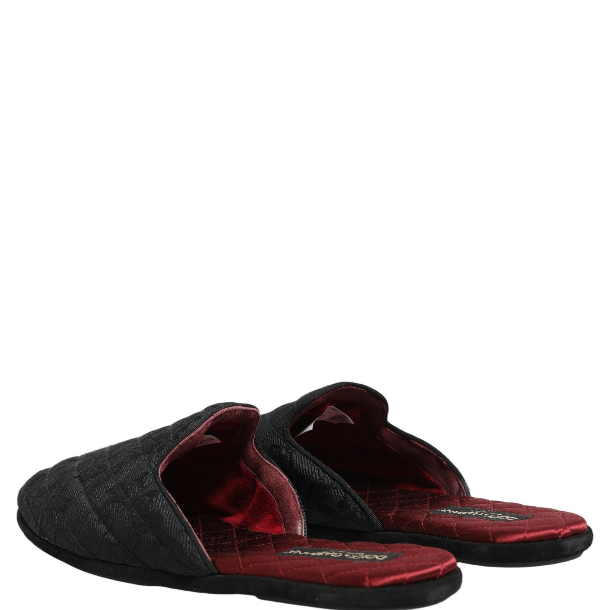 Dolce & Gabbana Black Floral Brocade Slides Slippers Shoes