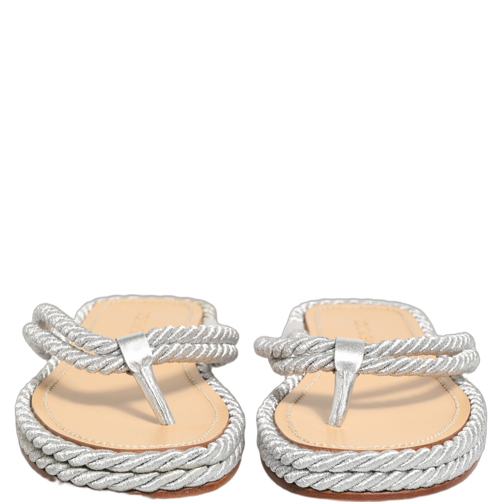 Dolce & Gabbana Silver Rope Slides Sandals Flip Flops Shoes