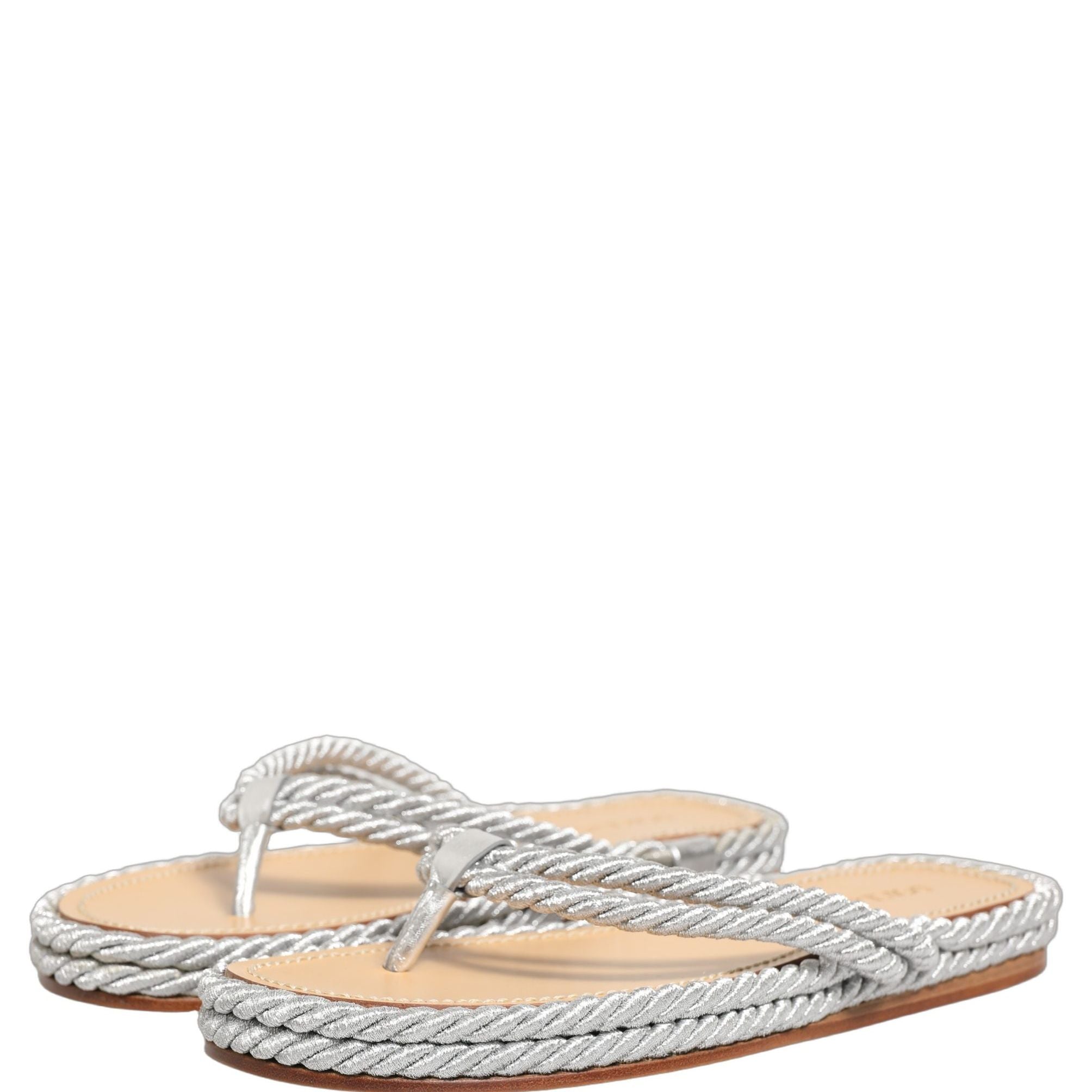 Dolce & Gabbana Silver Rope Slides Sandals Flip Flops Shoes
